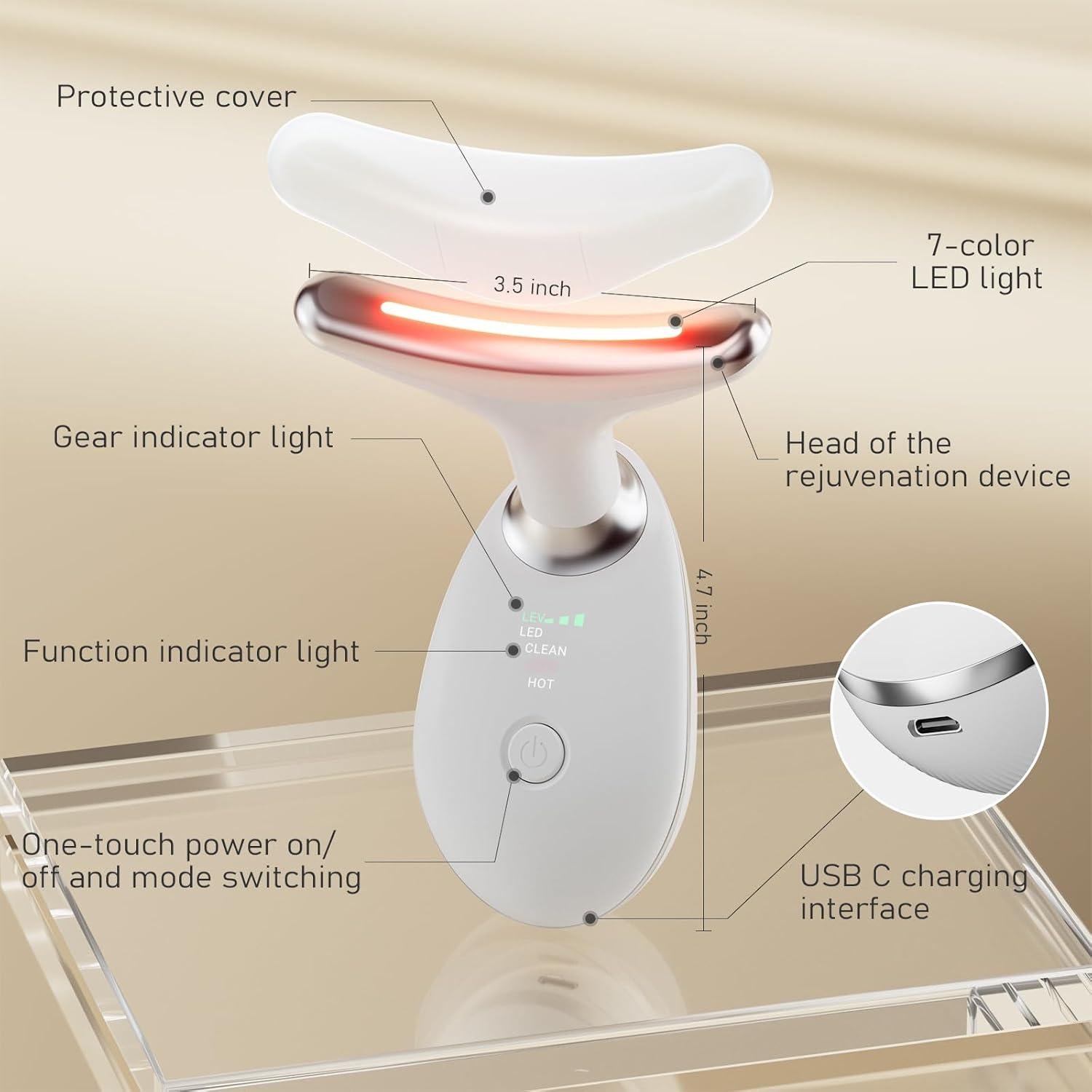 Masajeador Facial Rilzii para Cuello y Cara, Rejuvenecedor
