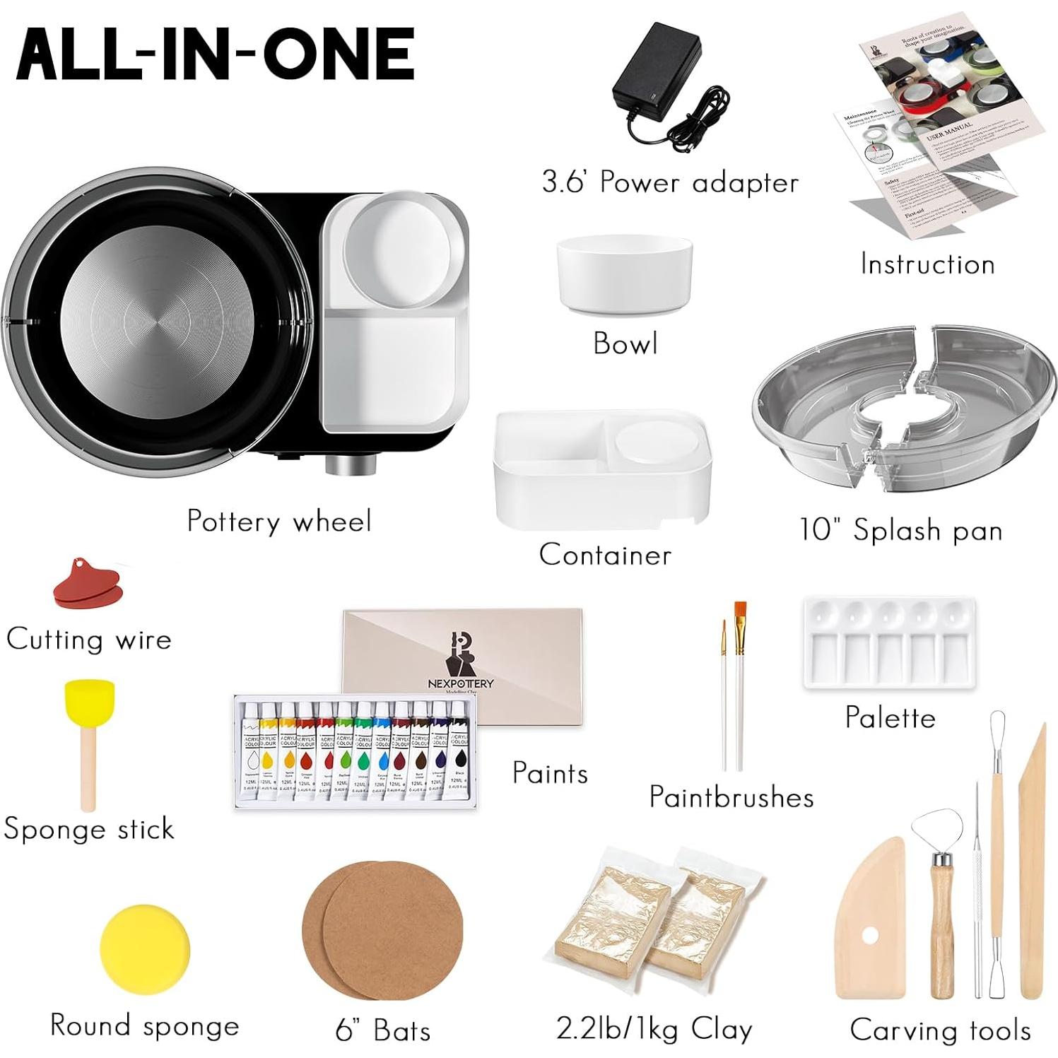 Torno de Alfarería Insnug Mini con 6" Plato y Kit Completo