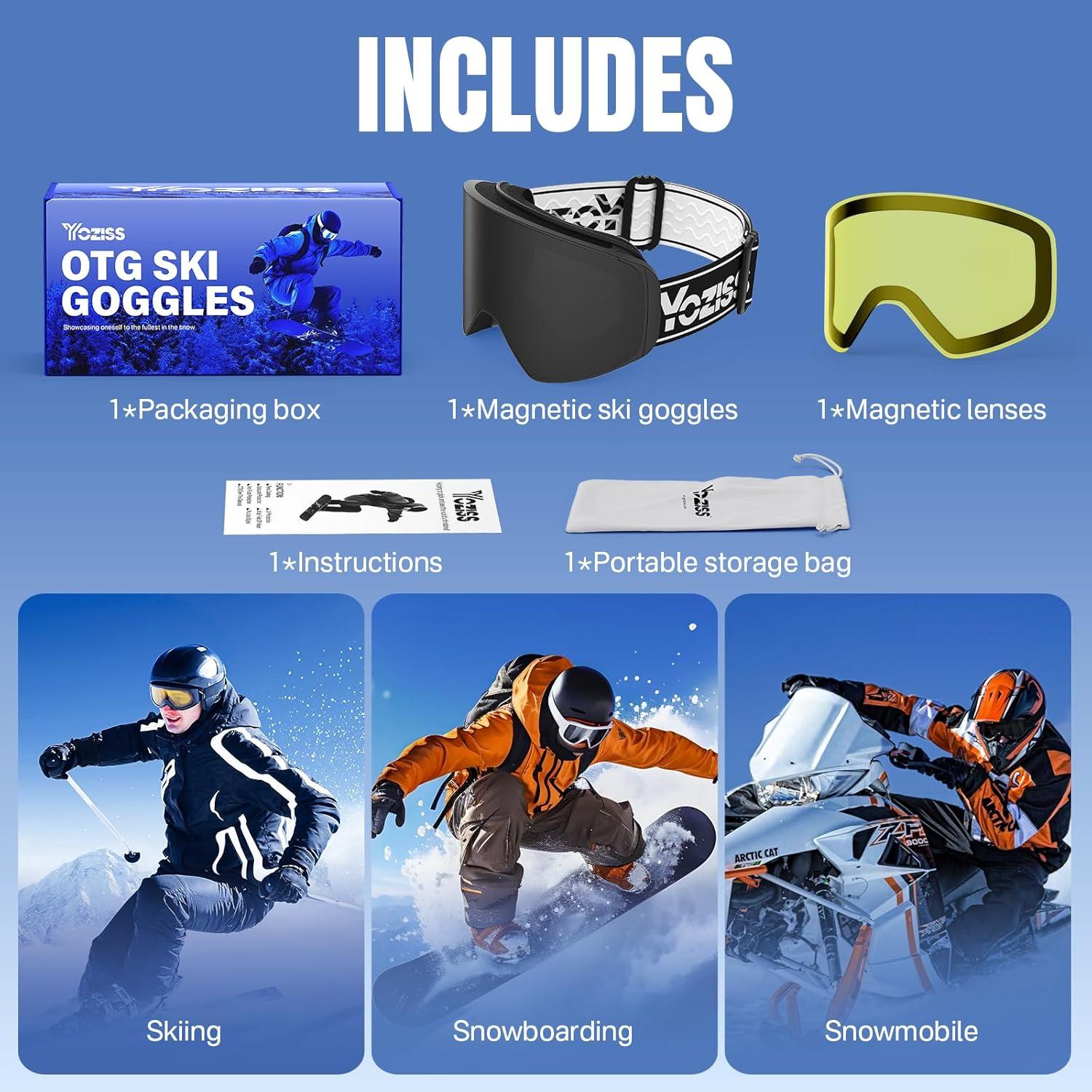 Gafas de Esquí YOZISS Yz-skigo Antivaho con Lentes Intercambiables