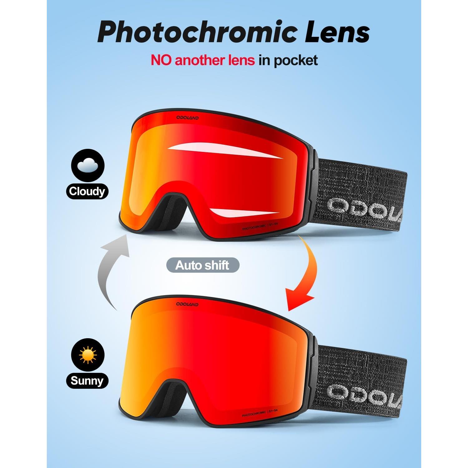 Gafas de Esquí Fotoquímicas Odoland Unisex con Correa Patrón