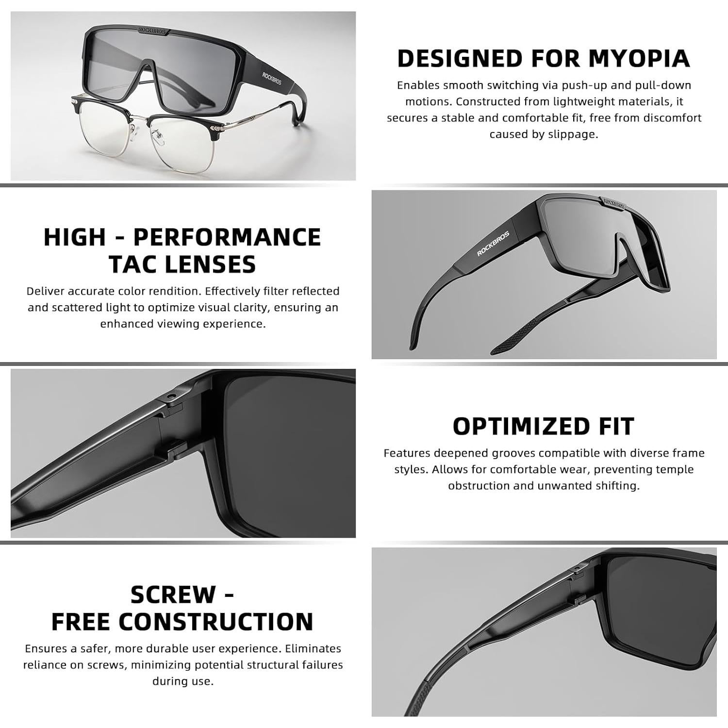 Gafas de sol ROCKBROS polarizadas para uso sobre gafas