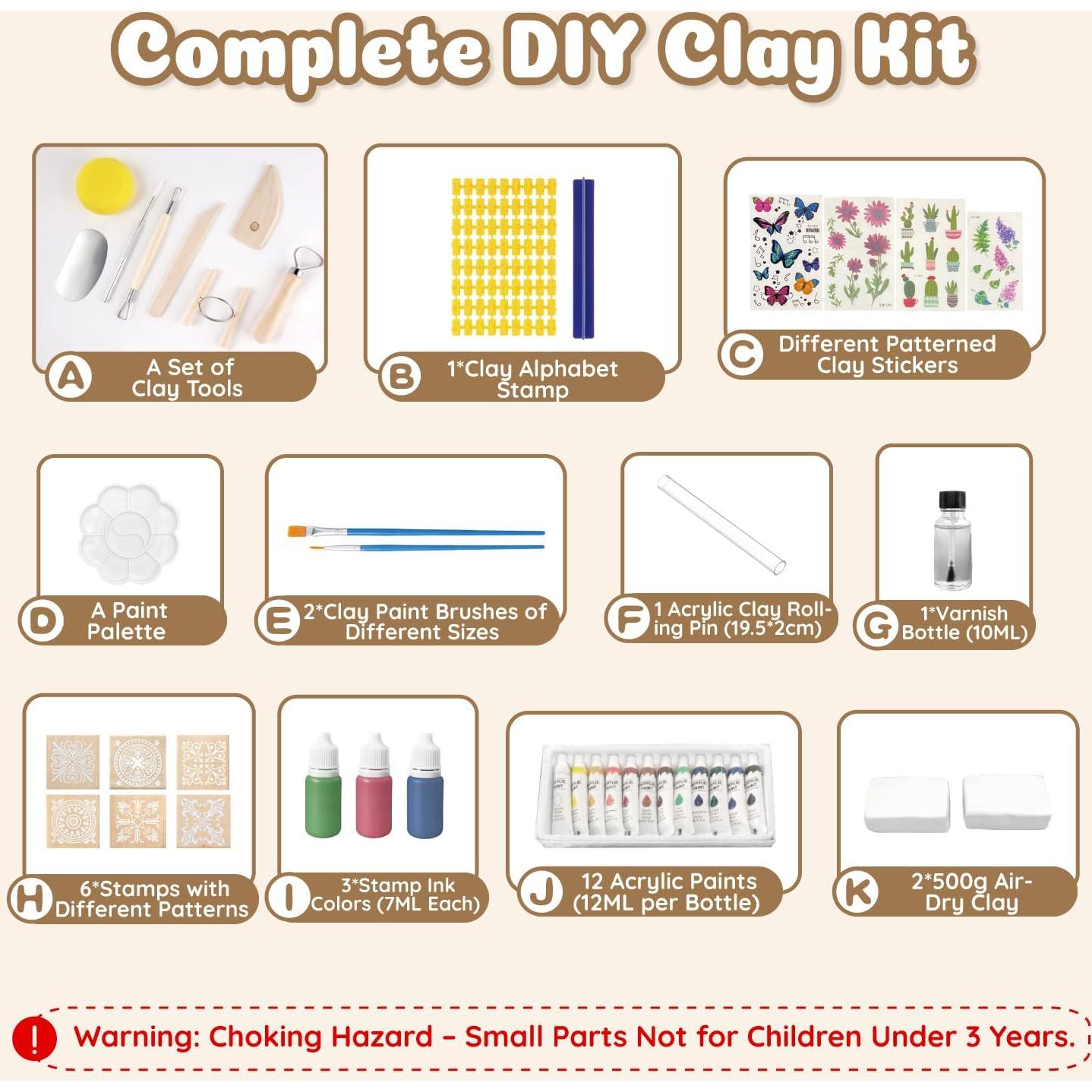 Kit de Cerámica Gleamkid 43 Piezas Arcilla Secada al Aire