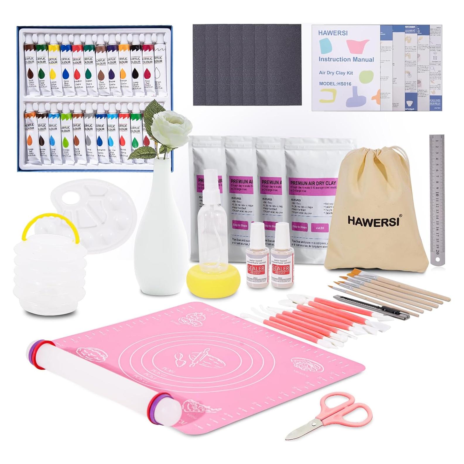 Kit de Arcilla Secada al Aire HAWERSI 66 Piezas para Adultos