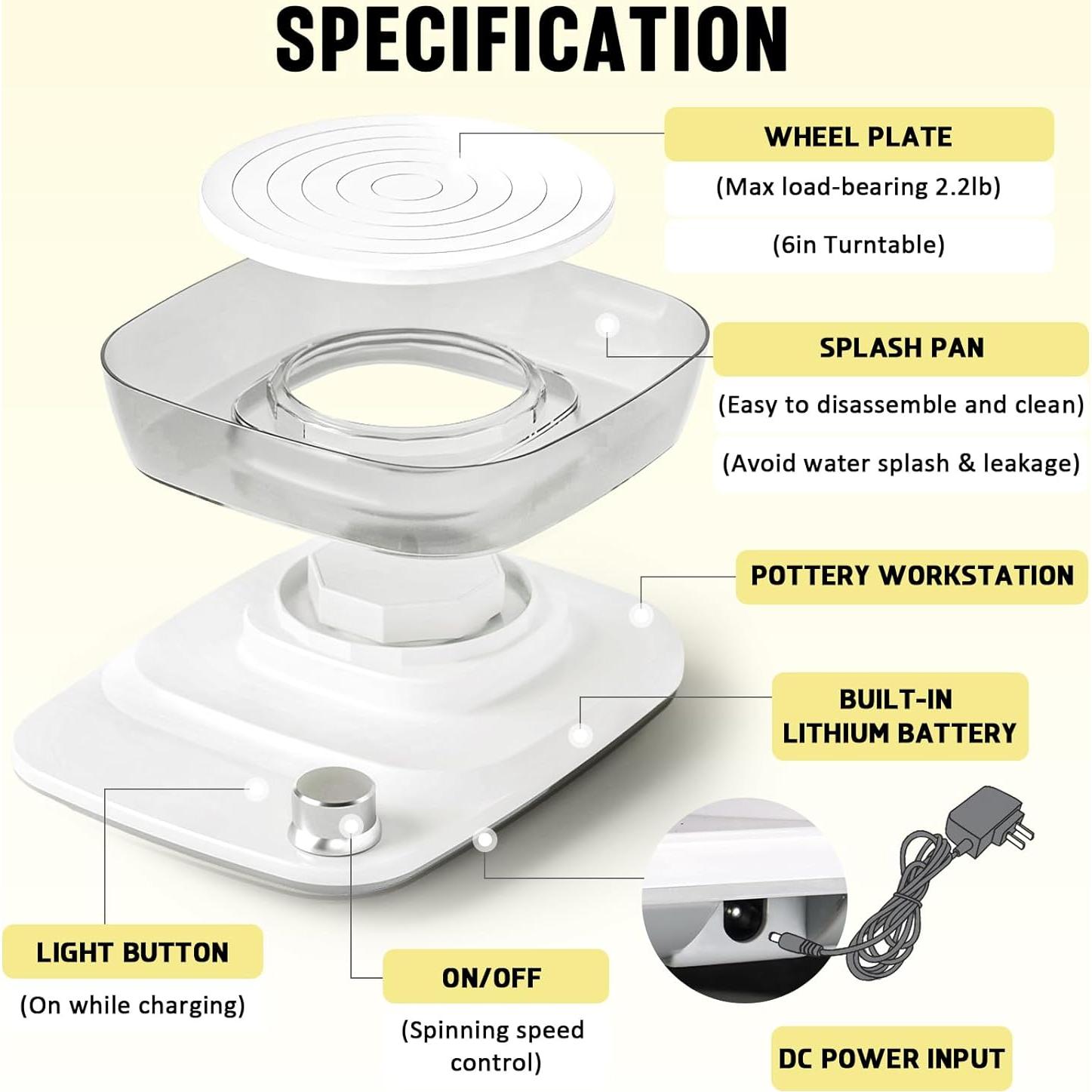 Rueda de Alfarería Catcrafter Mini para Niños - 15,24 cm