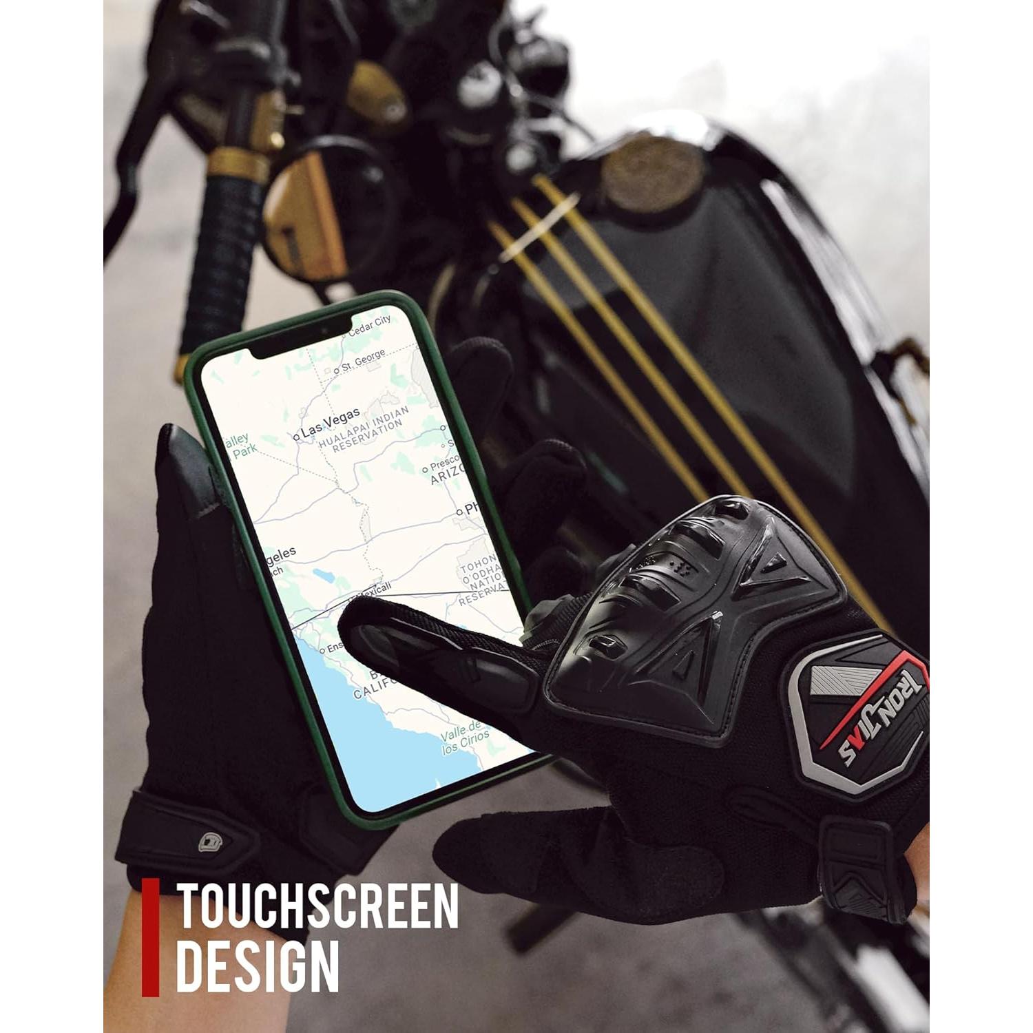 Guantes de Motocicleta BORLENI Táctiles Dedo Completo Medianos