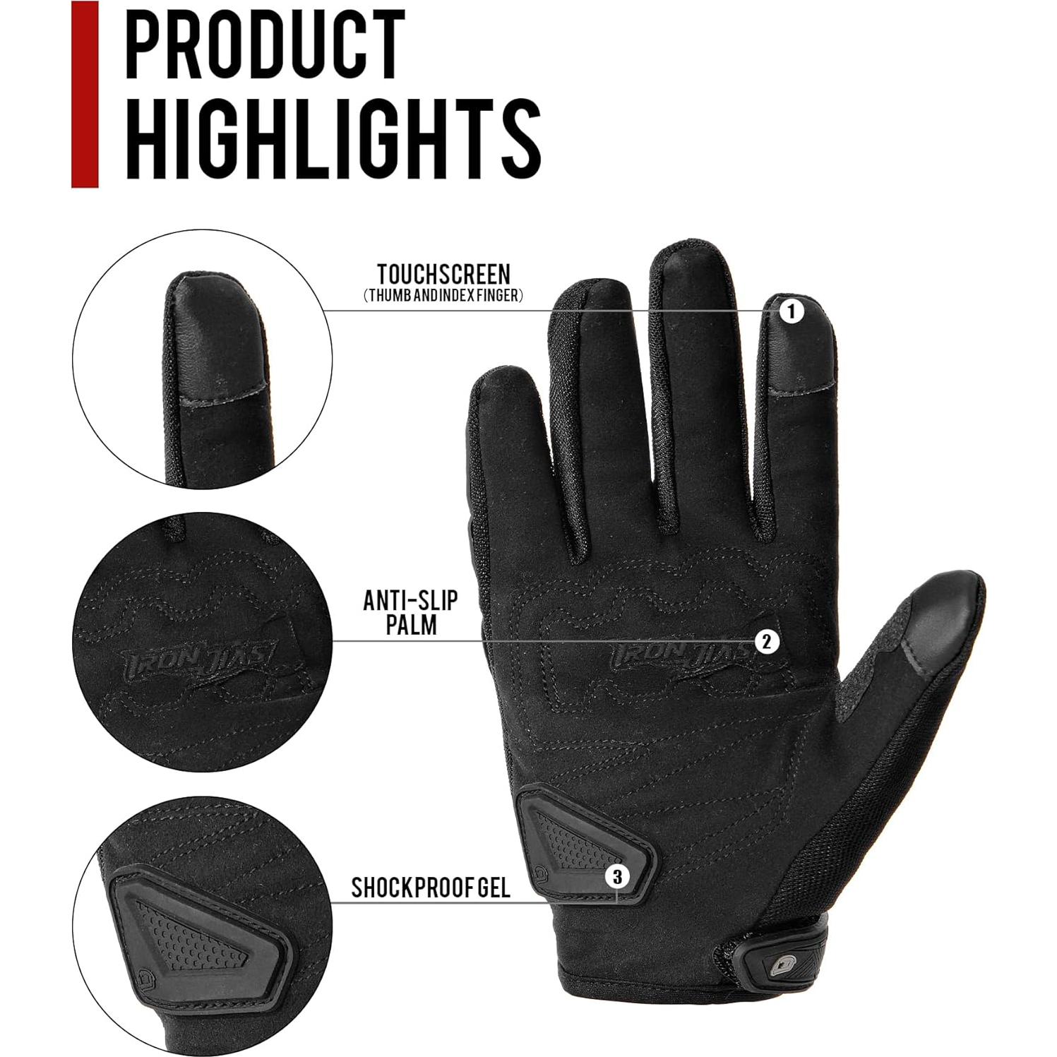 Guantes de Motocicleta BORLENI Táctiles Dedo Completo Medianos