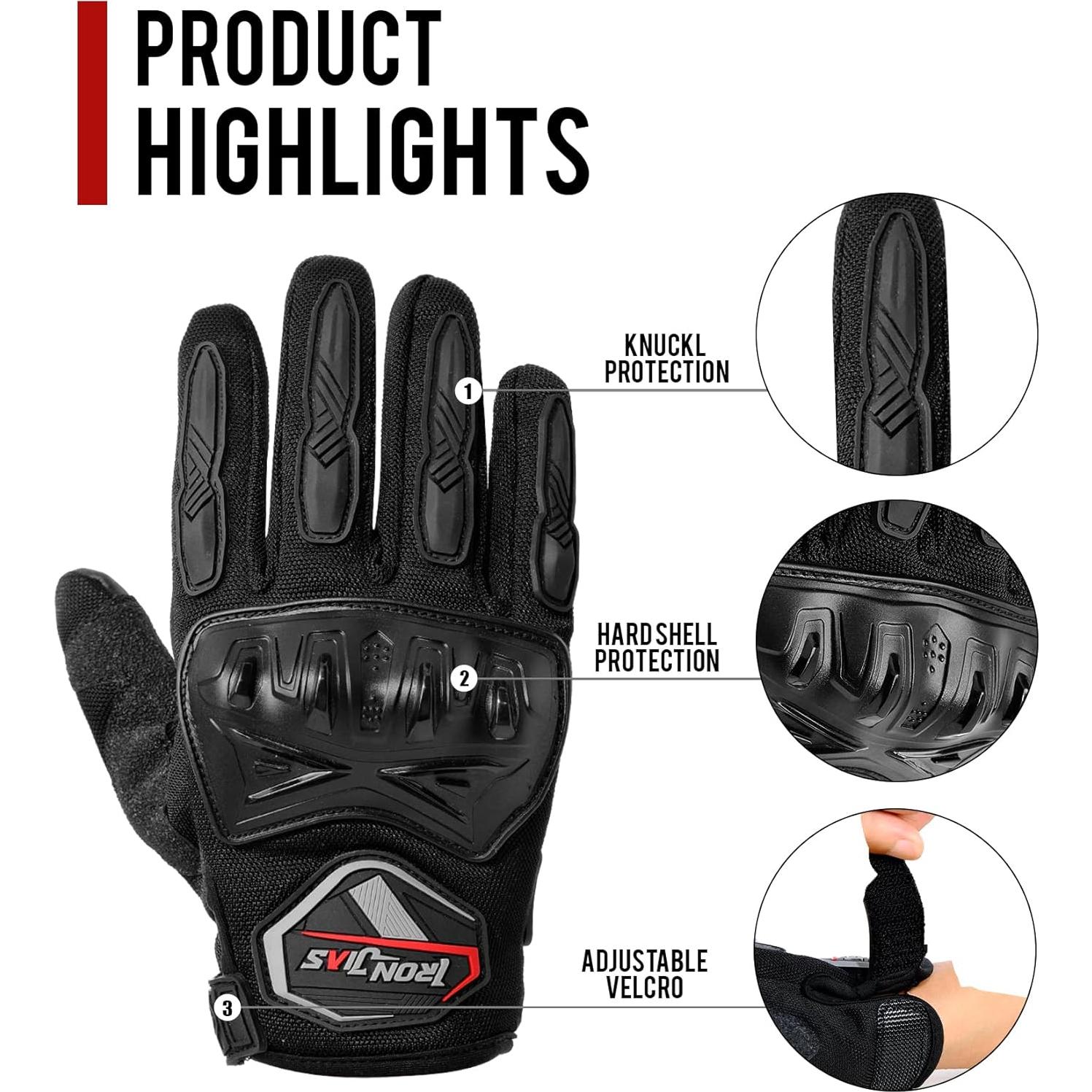 Guantes de Motocicleta BORLENI Táctiles Dedo Completo Medianos