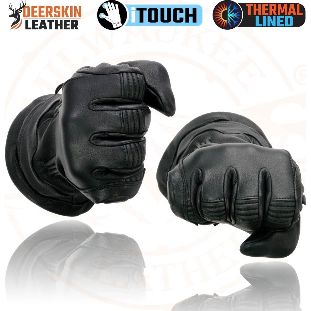 Guantes de motocicleta Milwaukee Leather MG7518 de piel negra
