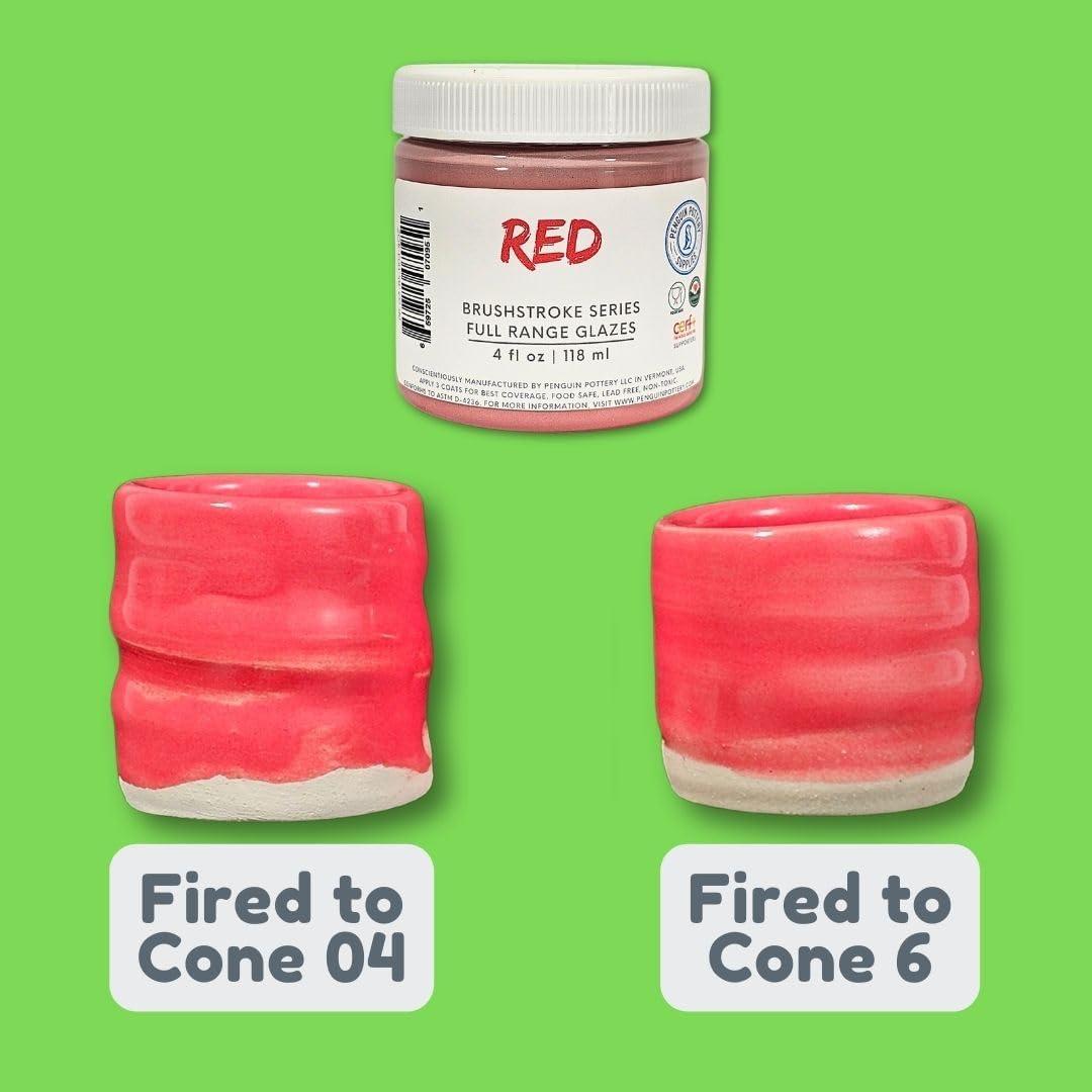 Penguin Pottery - Brushstroke Series - Variety Set of Wonderful Vibrant Glaze Colors - Wide Firing Range - Fire to Low or High Temperatures - Low Fire to Mid Fire - Mix to Create More Colors