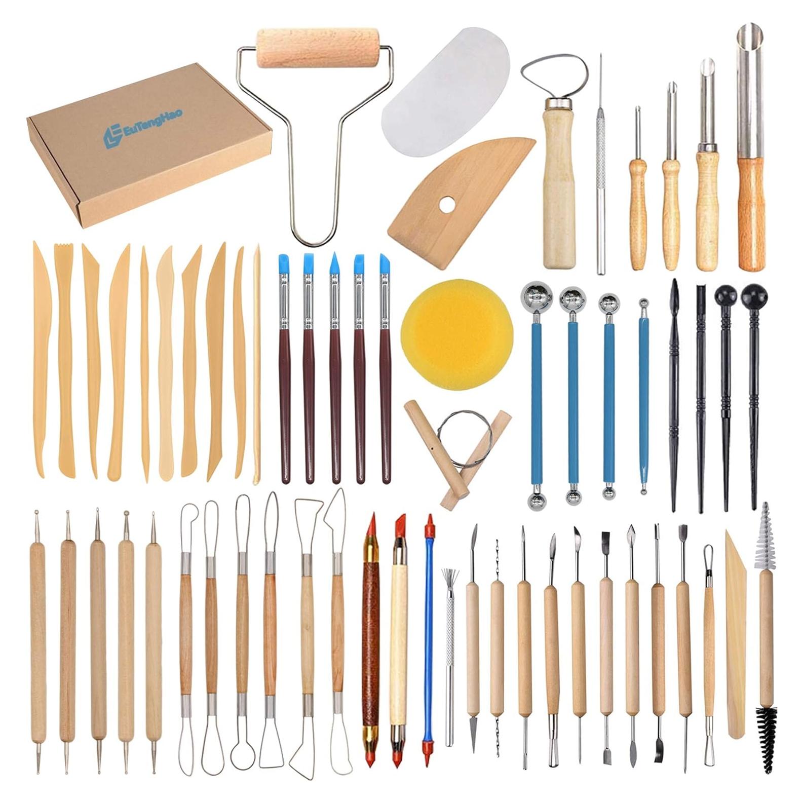Kit de Herramientas de Arcilla EuTengHao 61 Piezas para Modelado