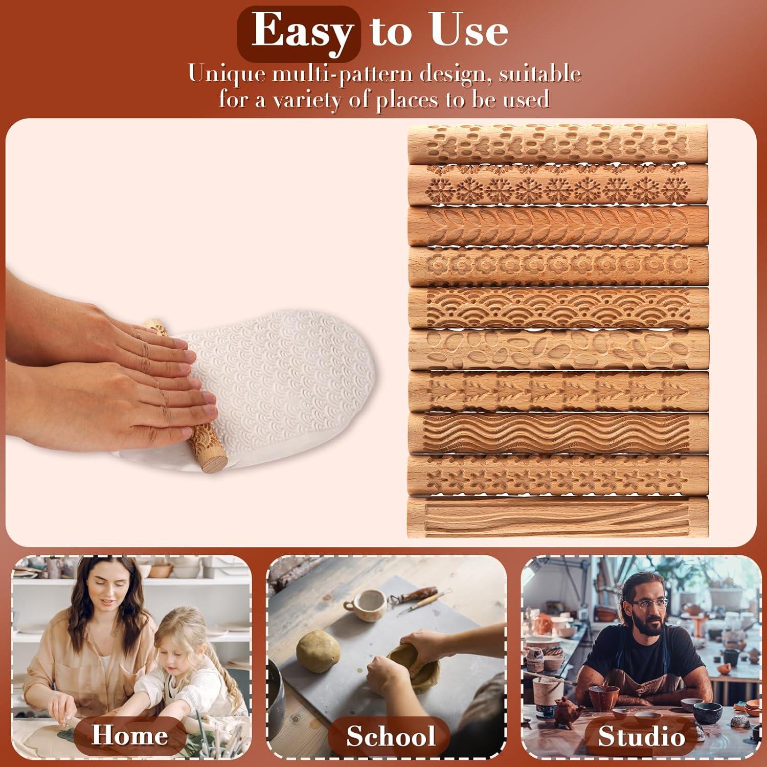 Juego de 10 Herramientas de Cerámica Lzttyee con Mango de Madera