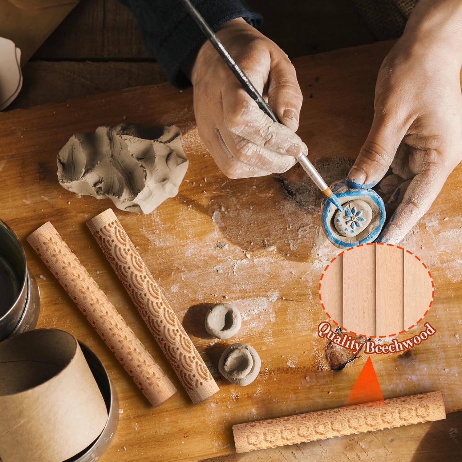 Juego de 10 Herramientas de Cerámica Lzttyee con Mango de Madera