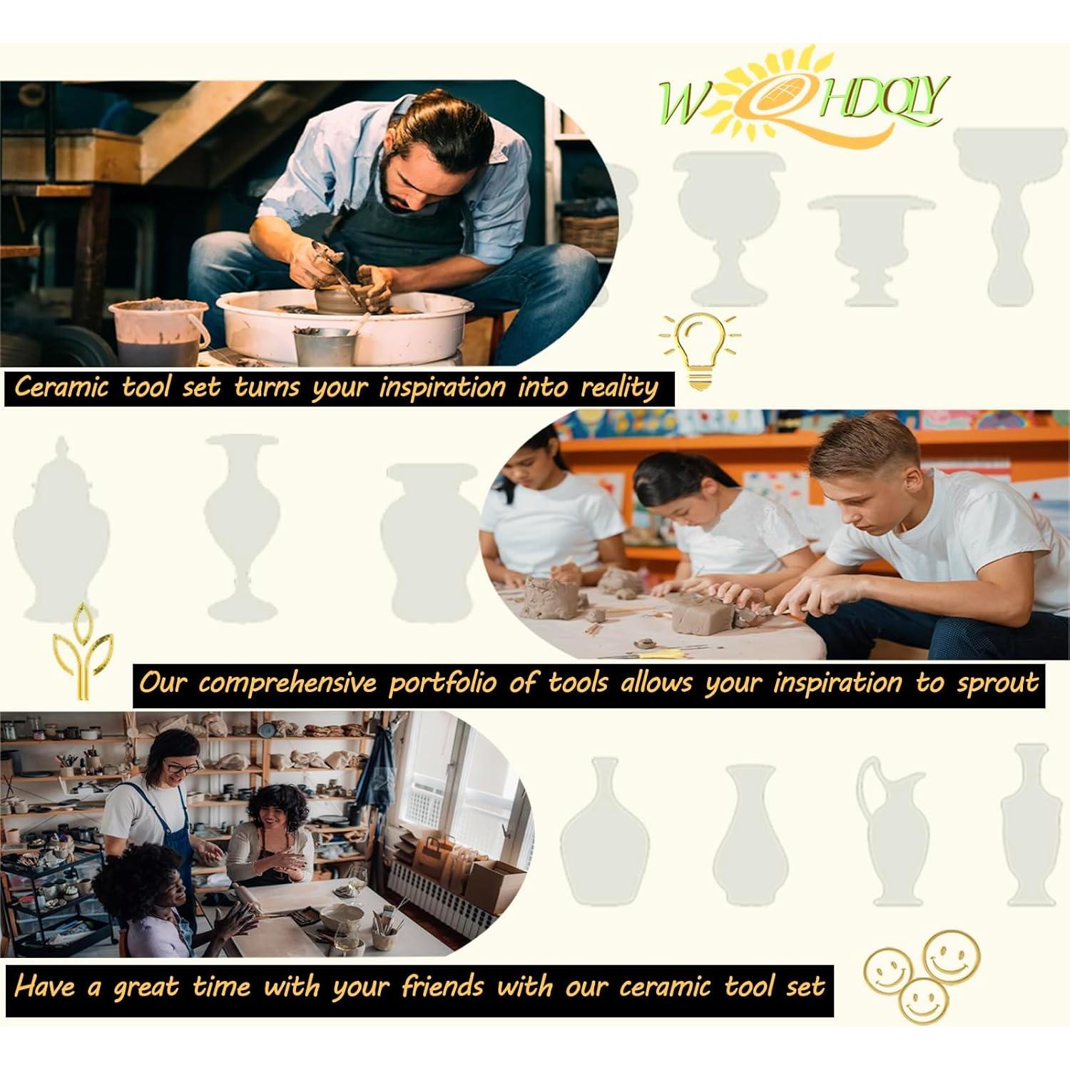 Kit de Herramientas de Cerámica WQHDQLY 45 Piezas para Modelado