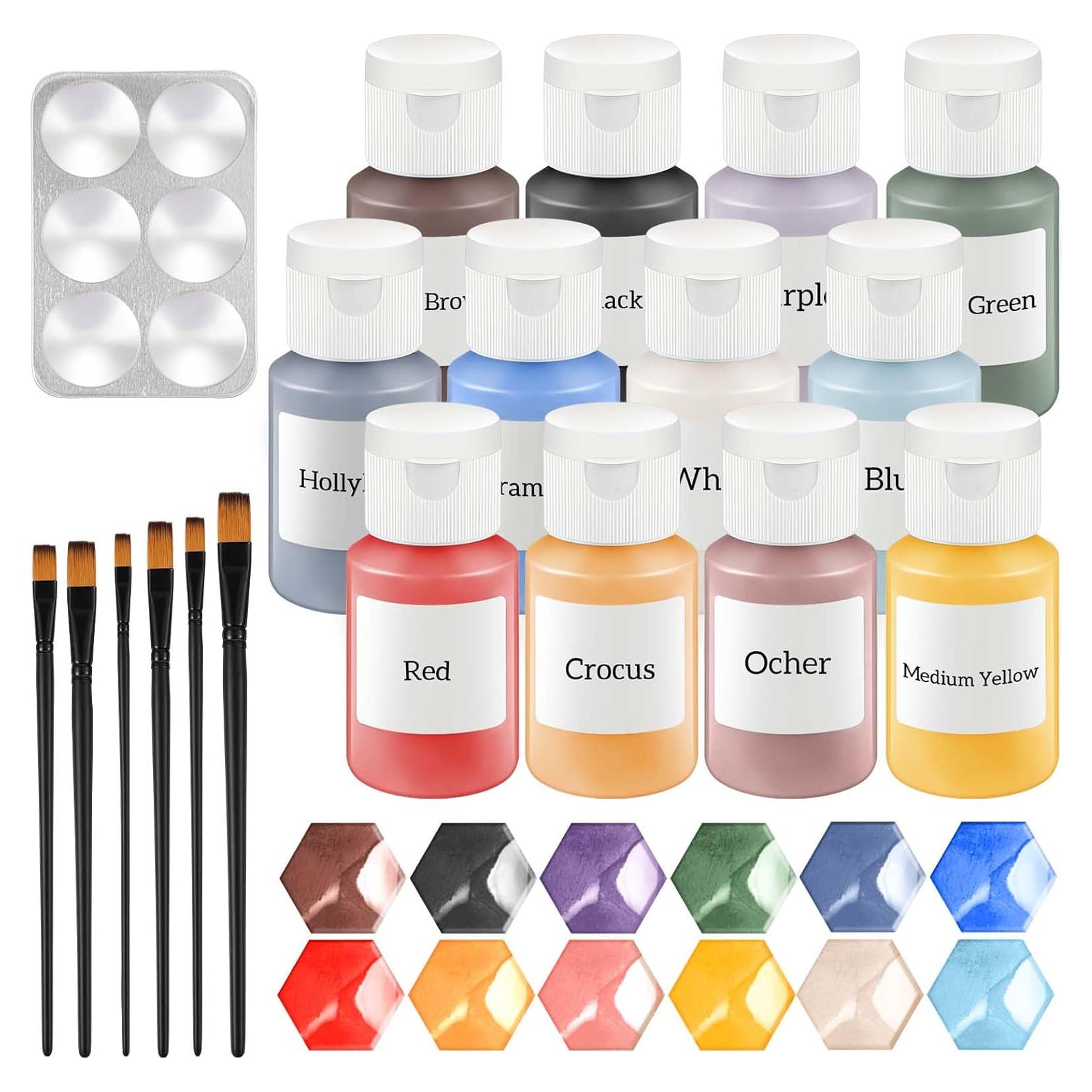 Kit de Underglaze Dunzoom 12 Colores + 6 Pinceles