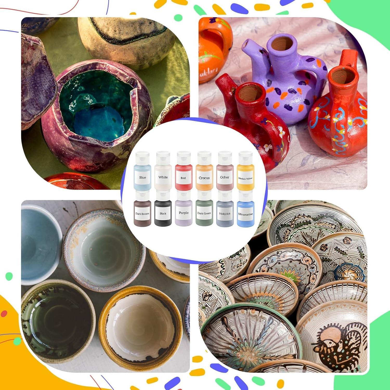 Kit de Underglaze Dunzoom 12 Colores + 6 Pinceles