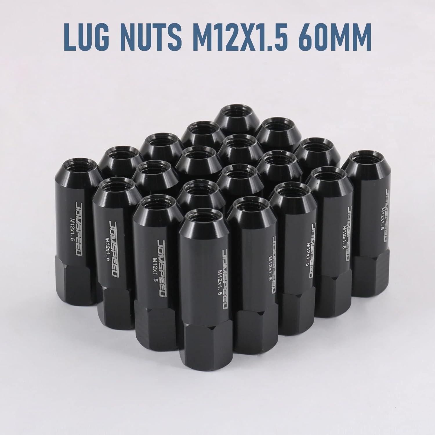Tuercas de Aluminio JDMSPEED 60mm M12x1.5 20 Pcs Negras