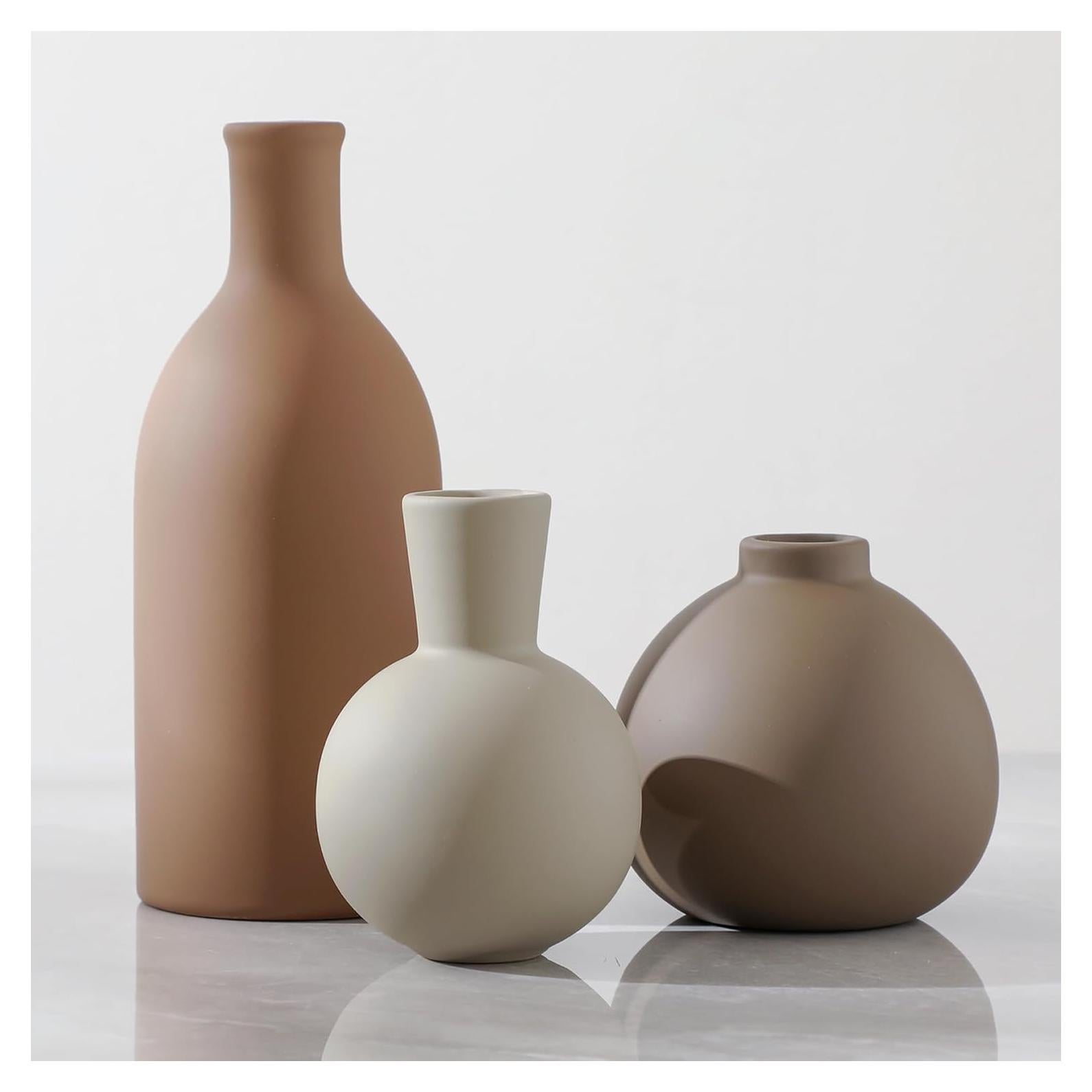 Juego de 3 Jarrones de Cerámica OOIT Estilo Rústico