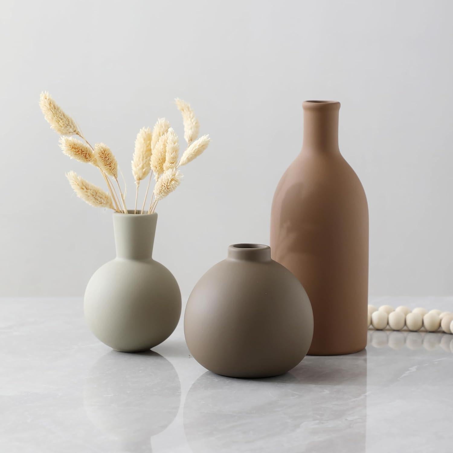 Juego de 3 Jarrones de Cerámica OOIT Estilo Rústico
