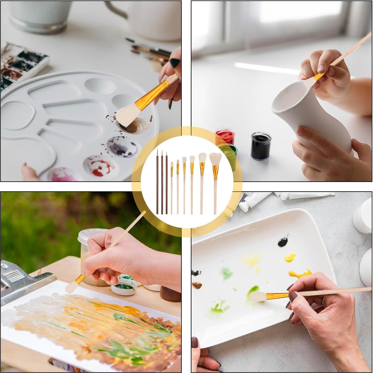 Juego de Pinceles de Esmalte Hariendny 9 Piezas para Cerámica