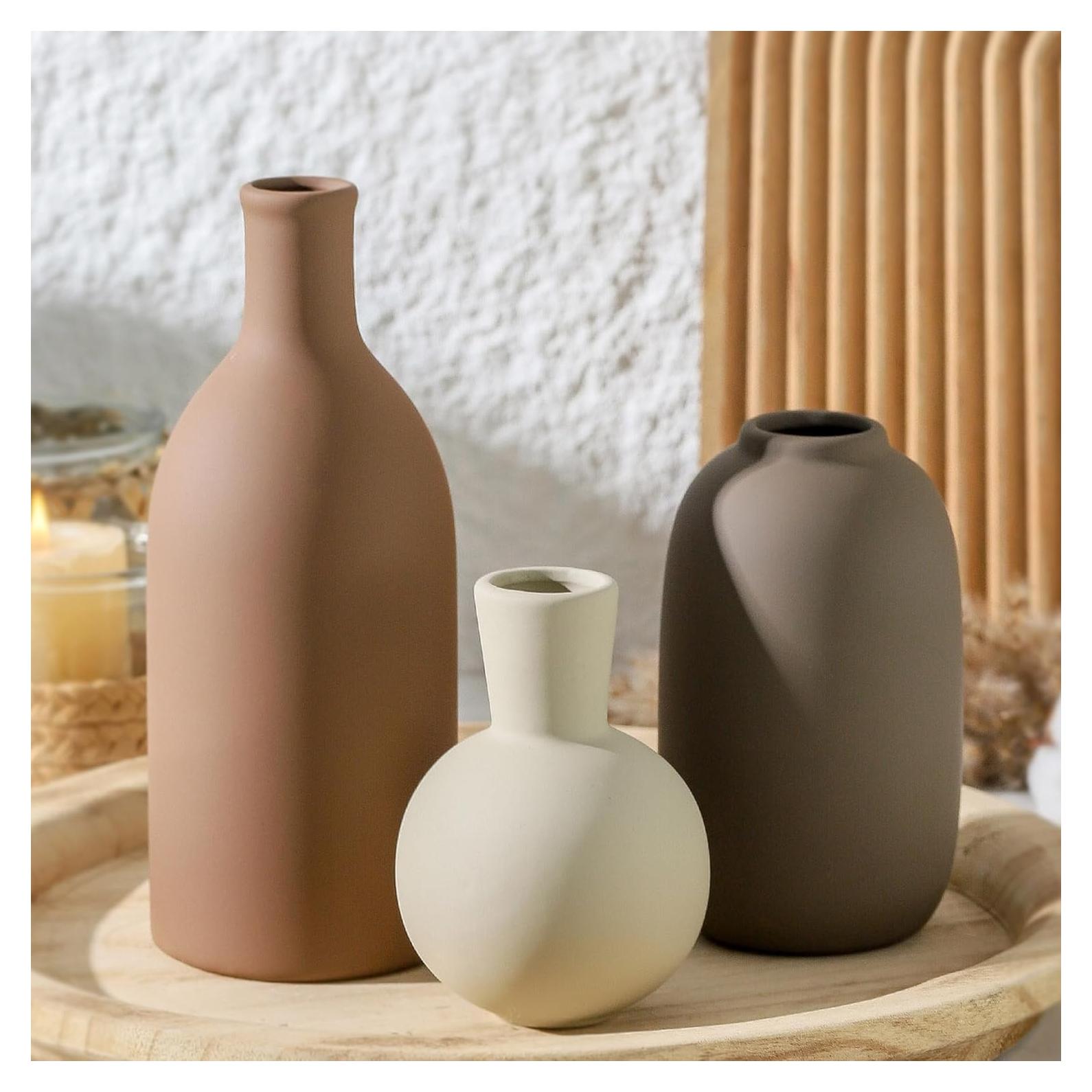 Juego de Jarrones Cerámica OOIT 3 Piezas Decoración Hogar
