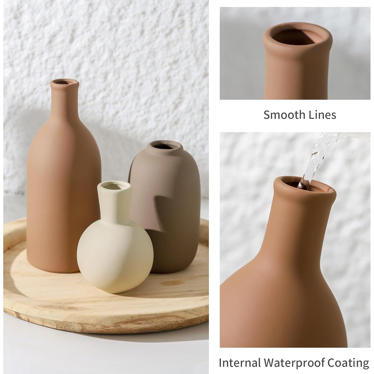 Juego de Jarrones Cerámica OOIT 3 Piezas Decoración Hogar