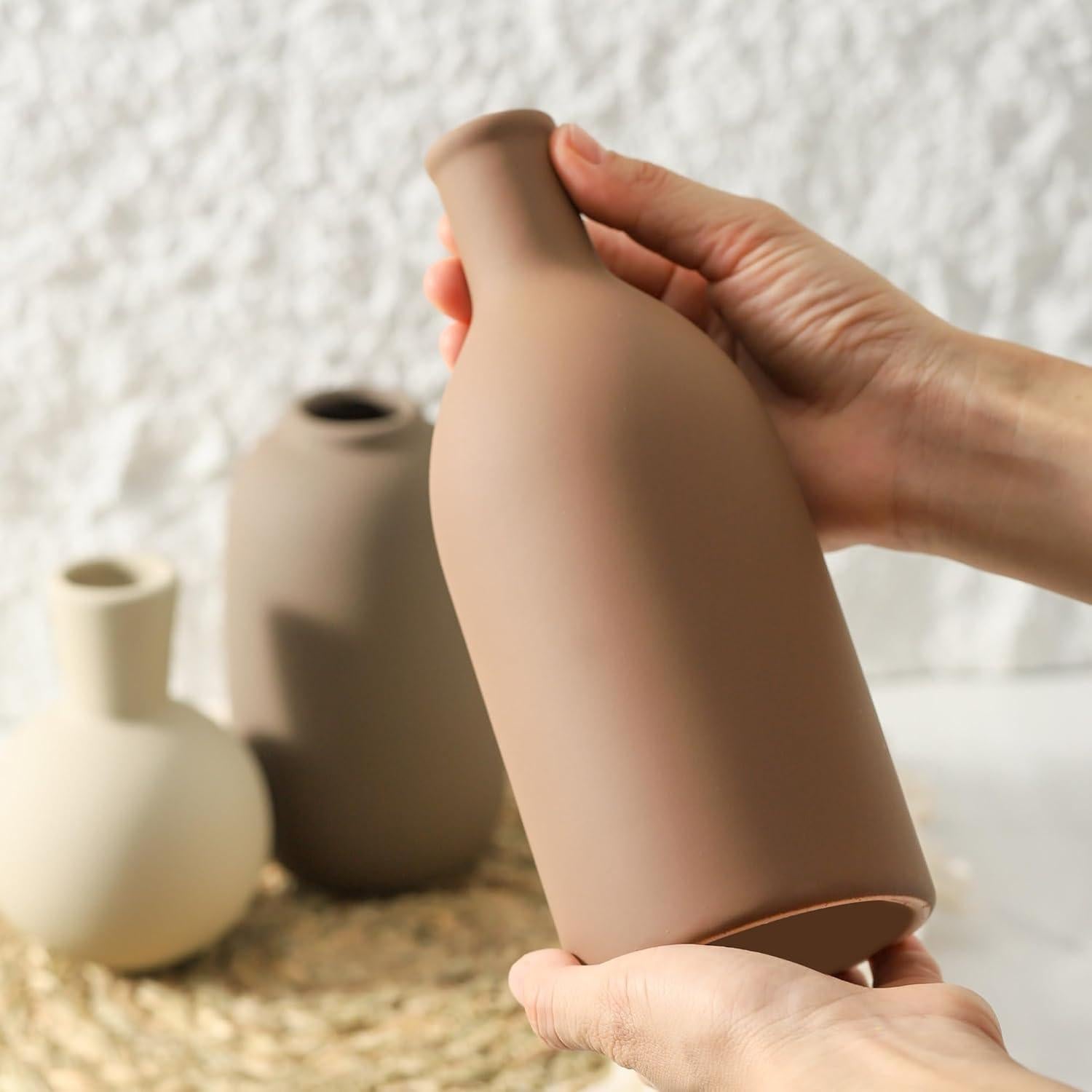 Juego de Jarrones Cerámica OOIT 3 Piezas Decoración Hogar