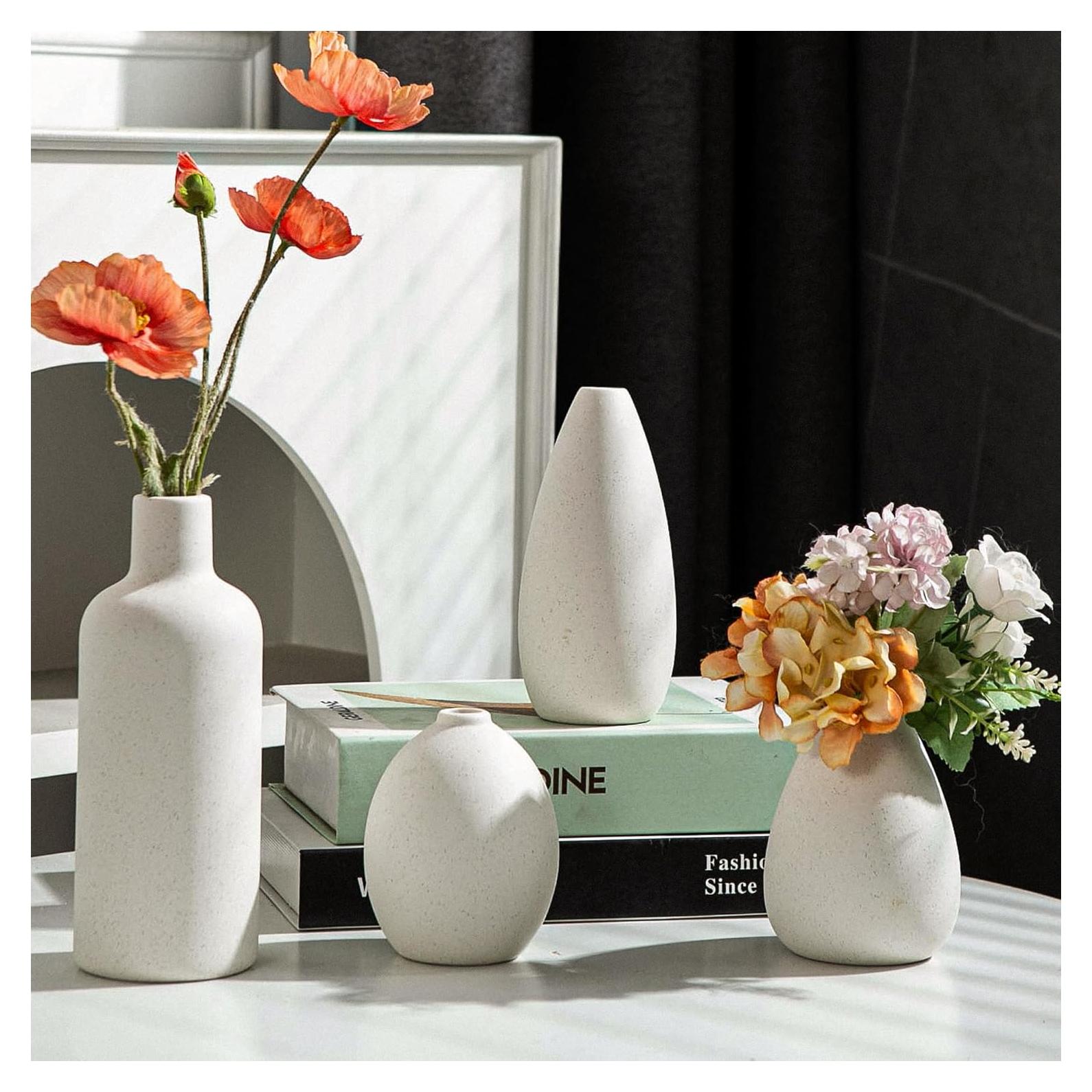 Juego de 4 Jarrones de Cerámica JOJUNO con Manchas