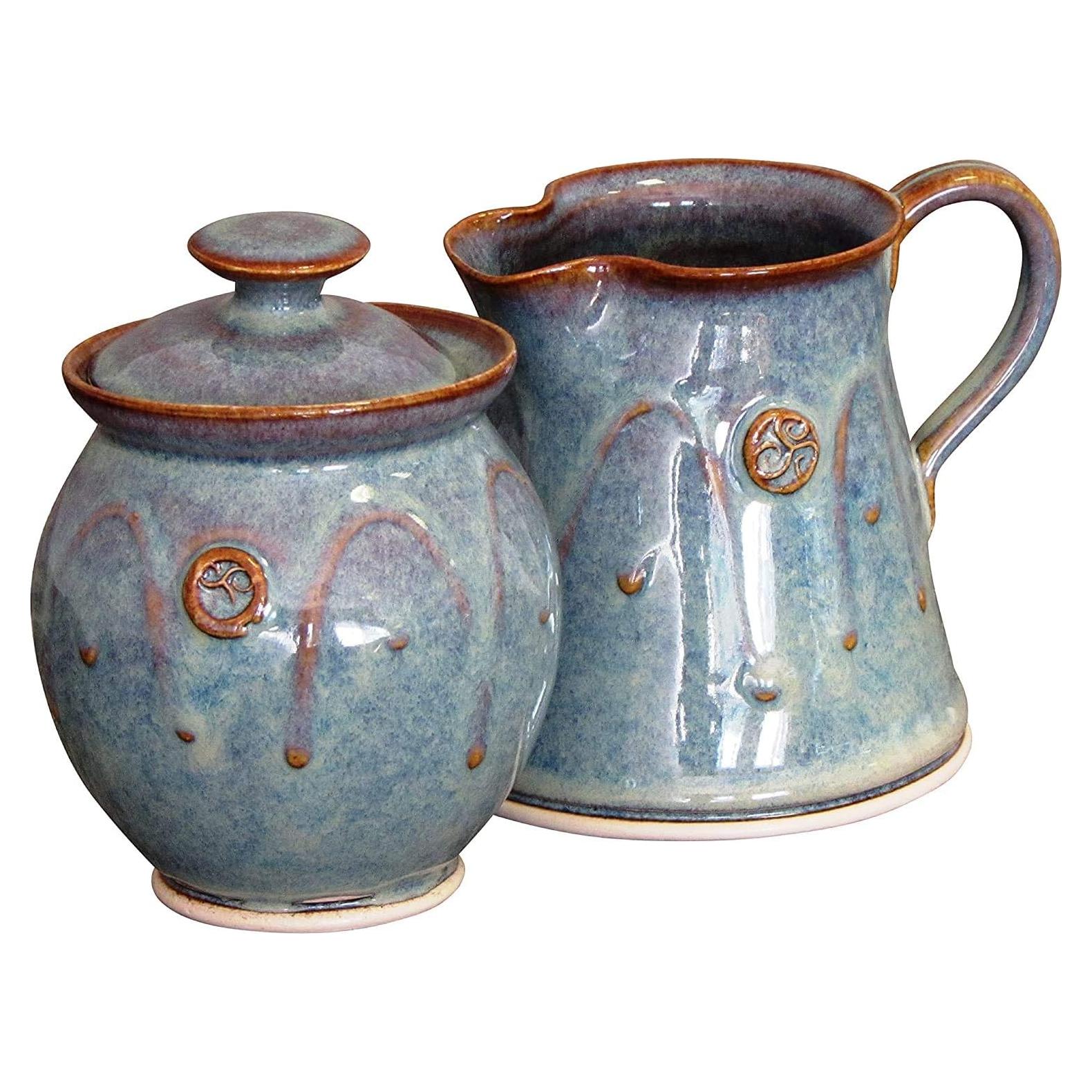 Juego de Azúcar y Crema Castle Arch Verde 10oz Hecho a Mano