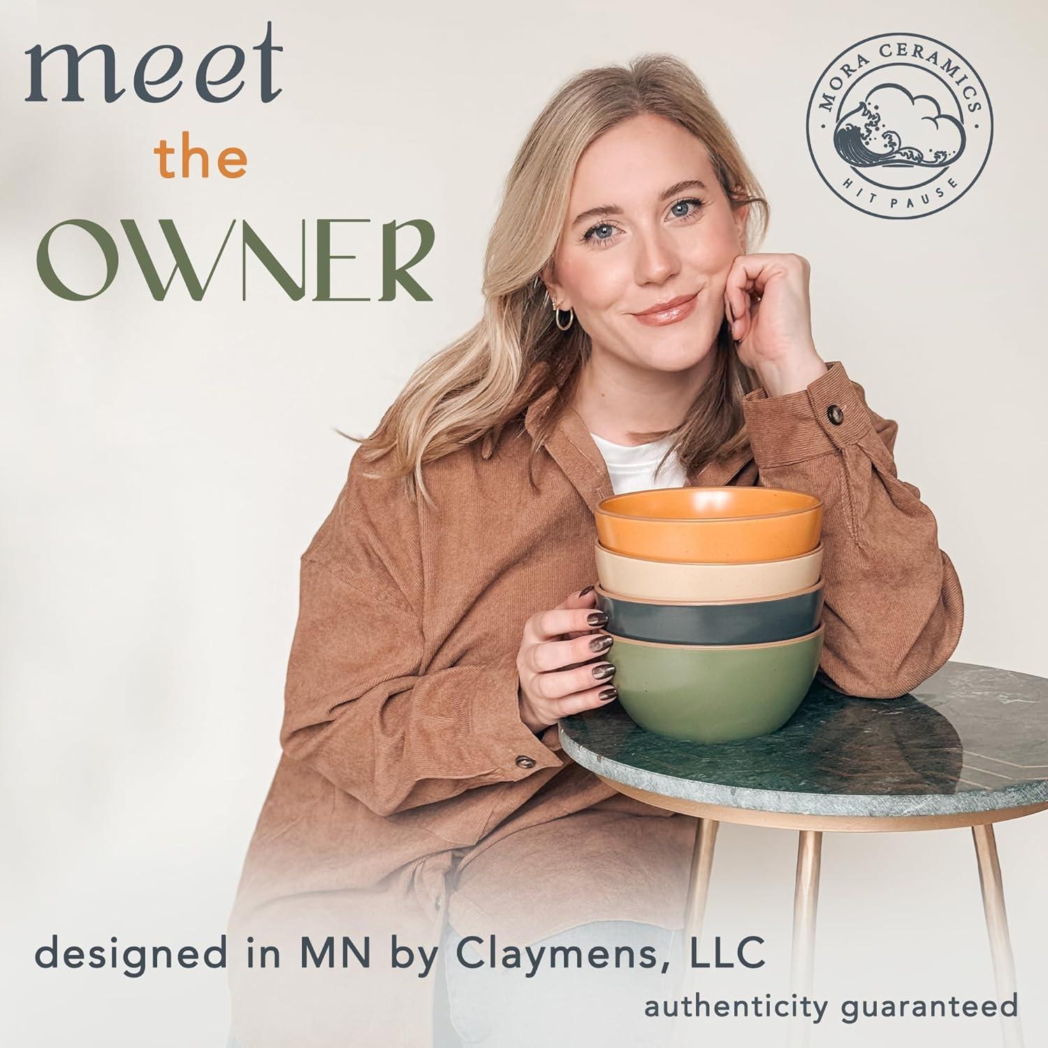 Juego de 4 Tazones de Cerámica Mora 28oz Colores Safari