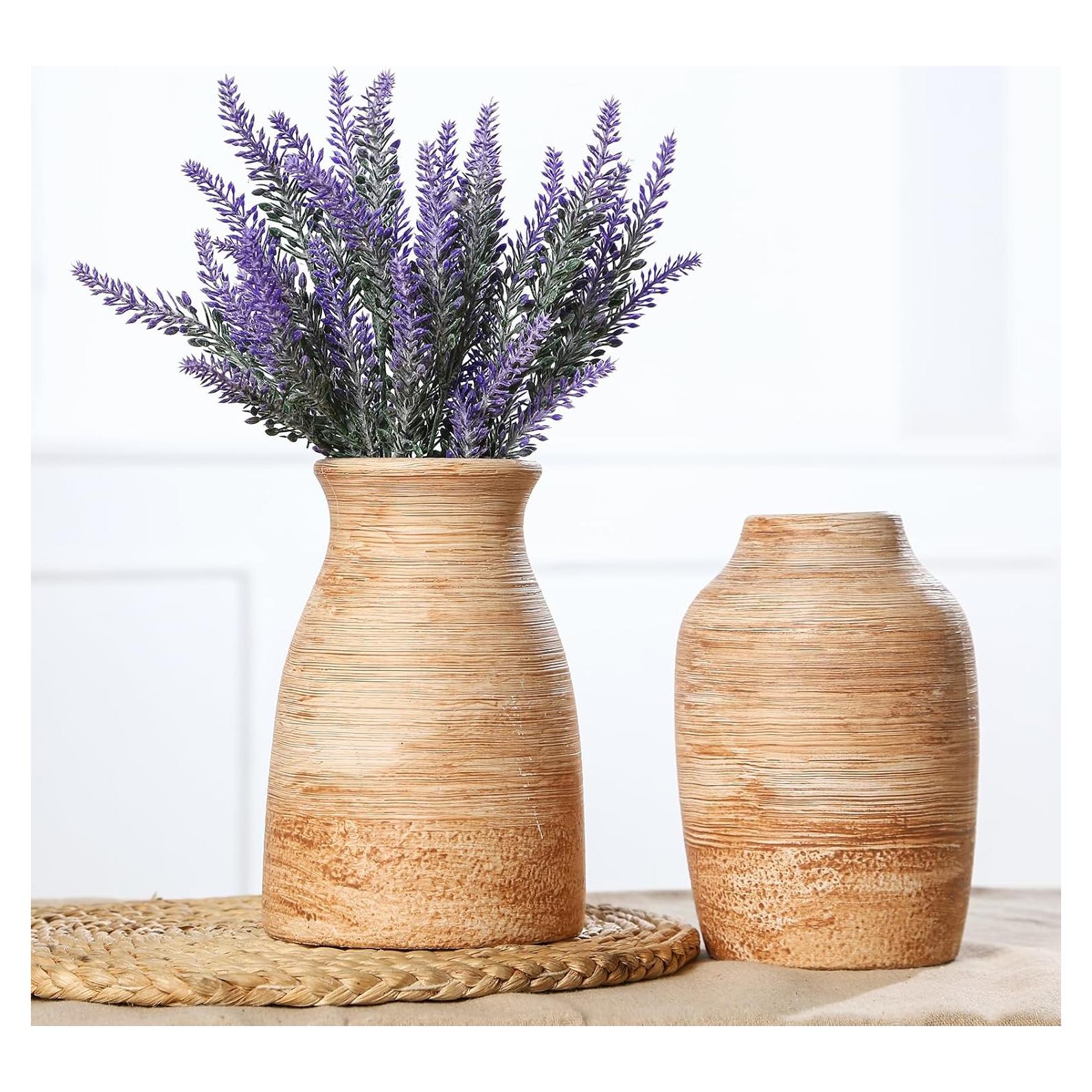 Juego de Jarrones Rústicos PURVONNIE Cerámica 2 Piezas