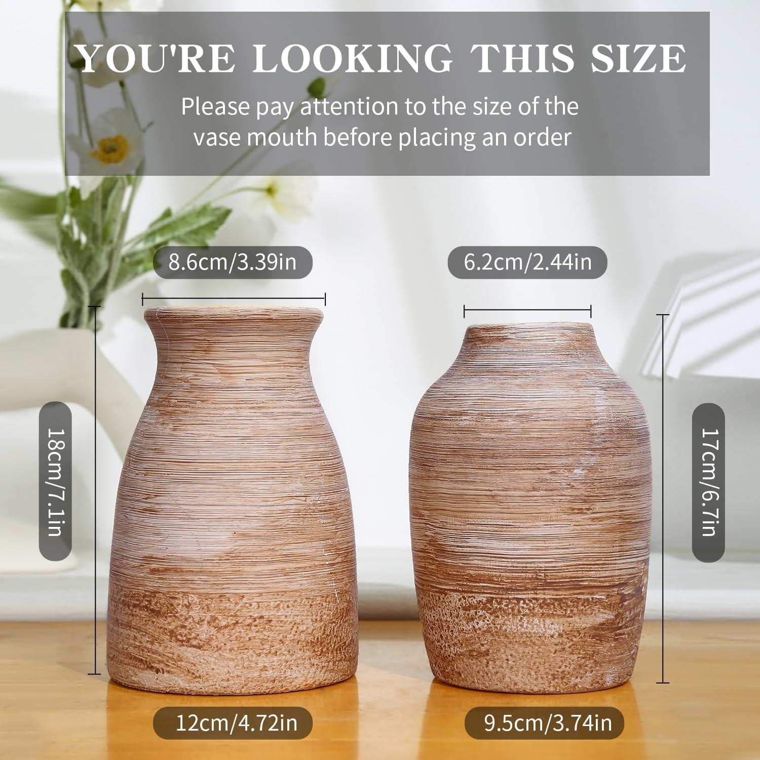 Juego de Jarrones Rústicos PURVONNIE Cerámica 2 Piezas