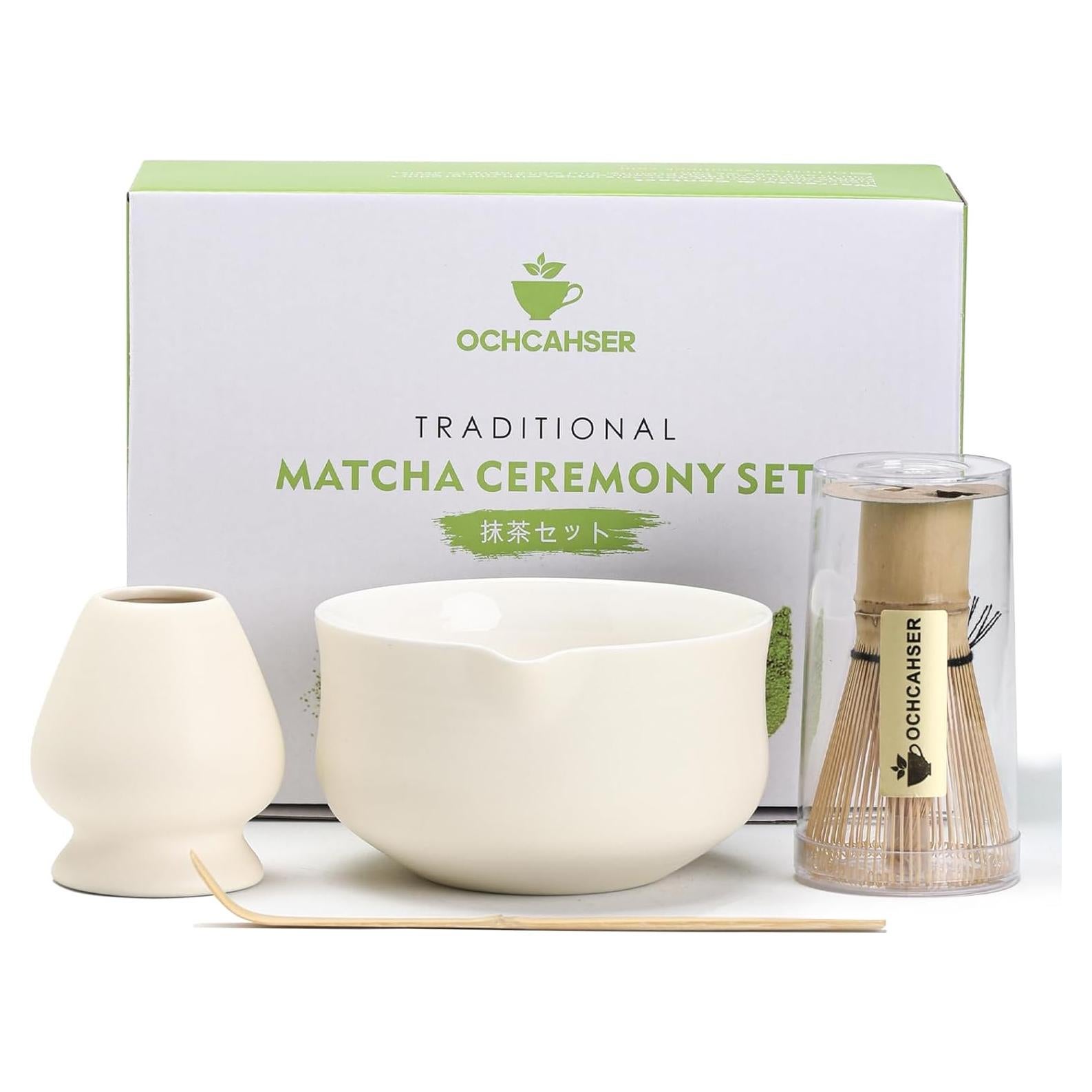 Juego de Té Japonés Ochcahser 4 Piezas Cerámica Matcha