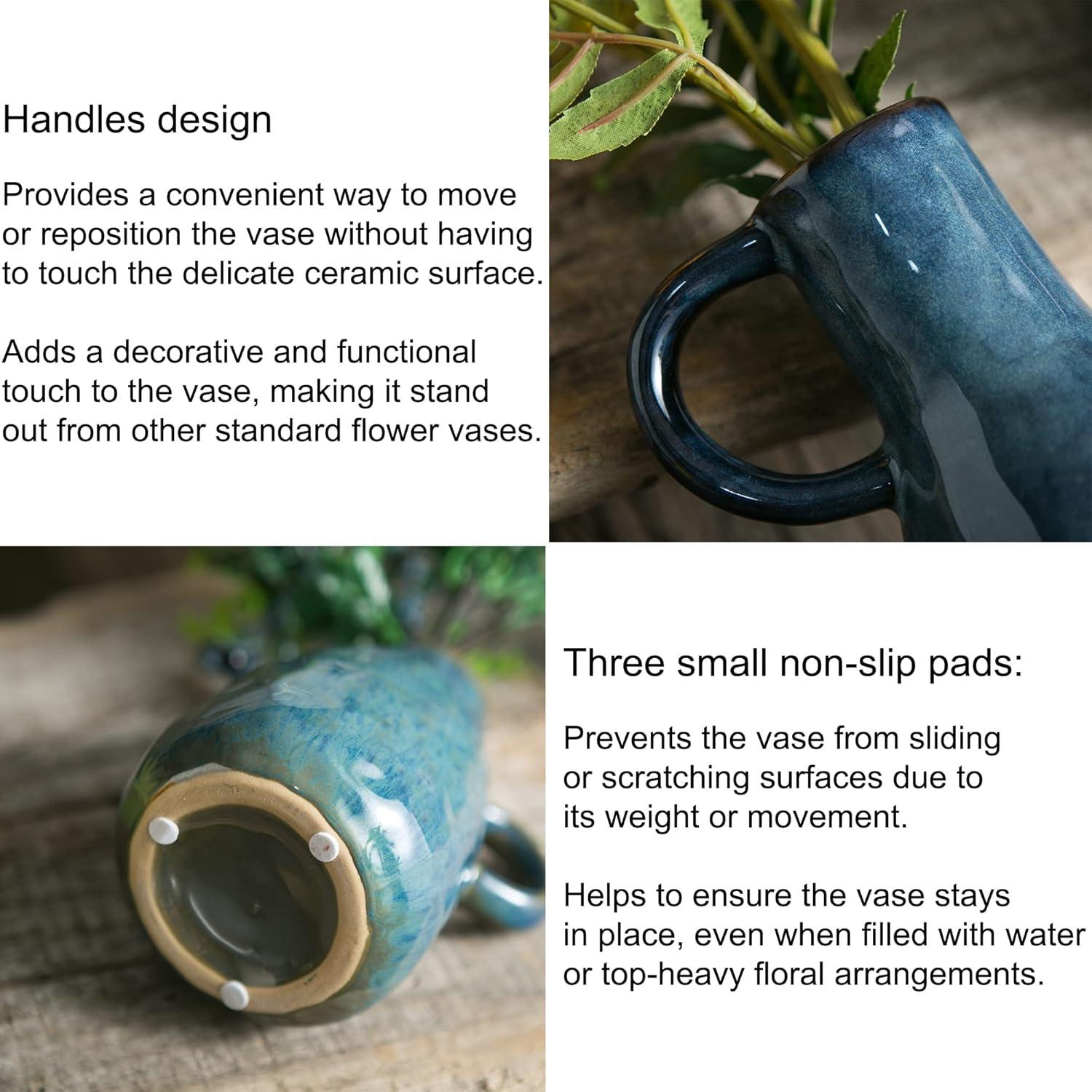 Juego de Jarrones de Cerámica Tanvecle Azul 2 Pcs Decorativos