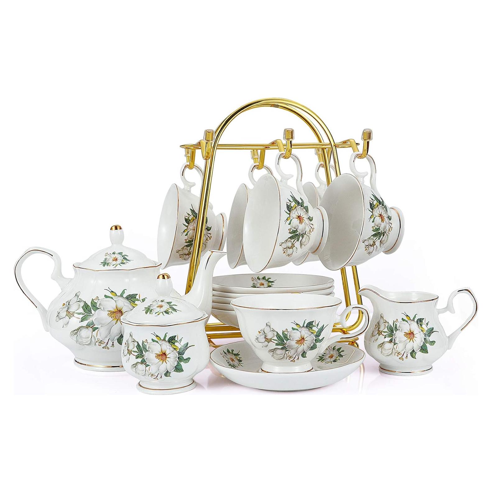 Juego de Té CHENP.HMC 22 Piezas Cerámica Floral