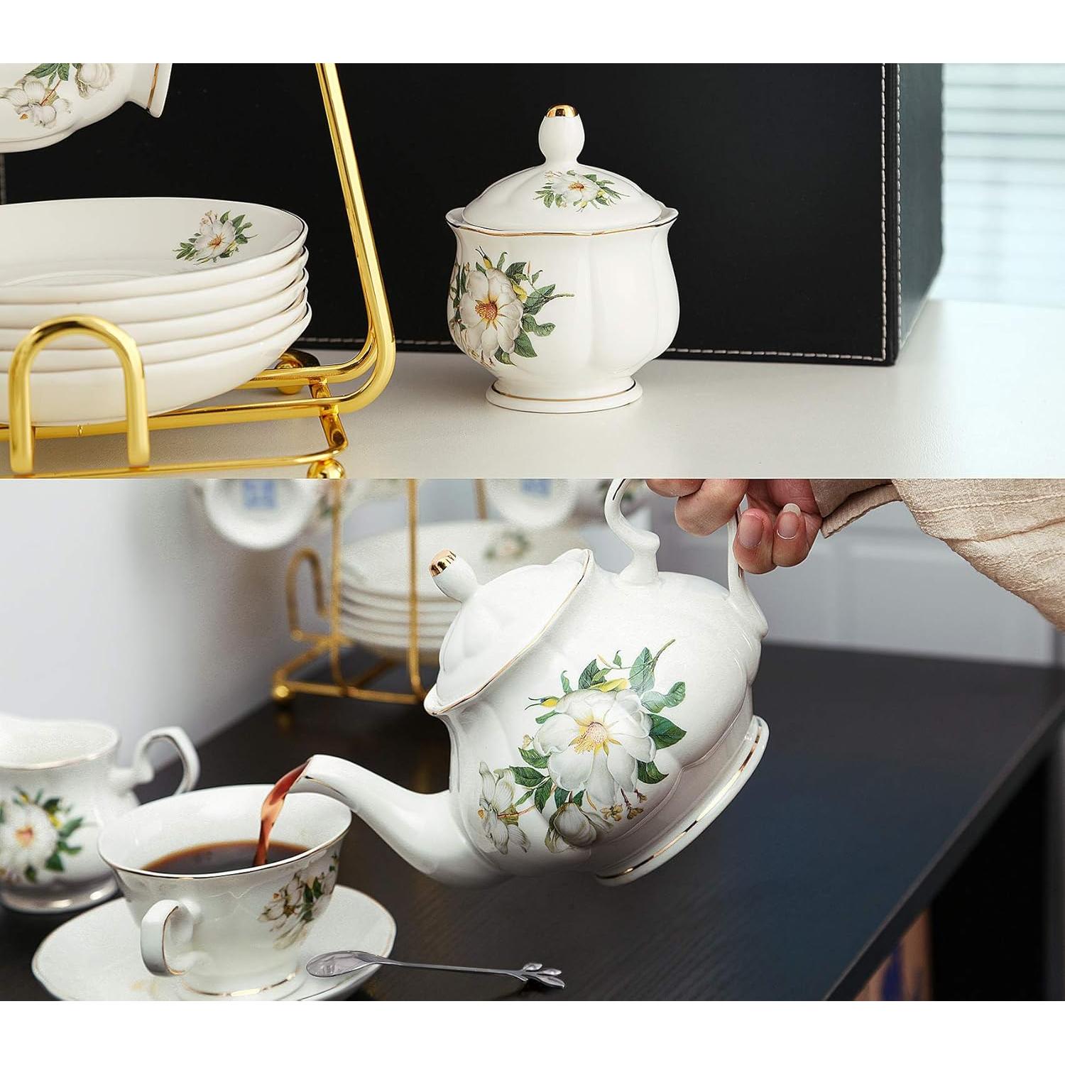 Juego de Té CHENP.HMC 22 Piezas Cerámica Floral