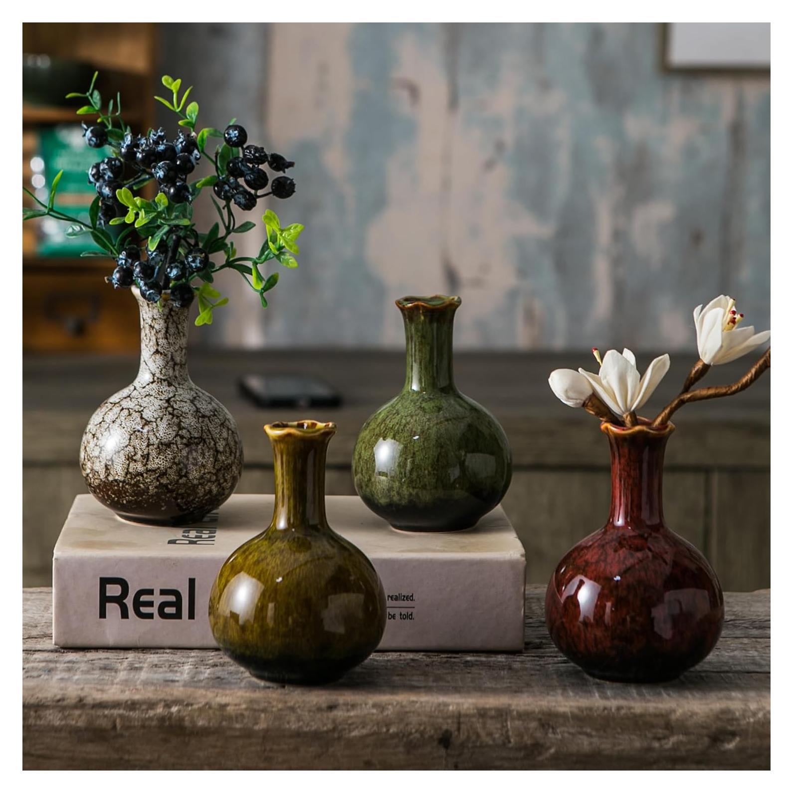 Juego de 4 Jarrones de Cerámica JOJUNO - Esmaltados