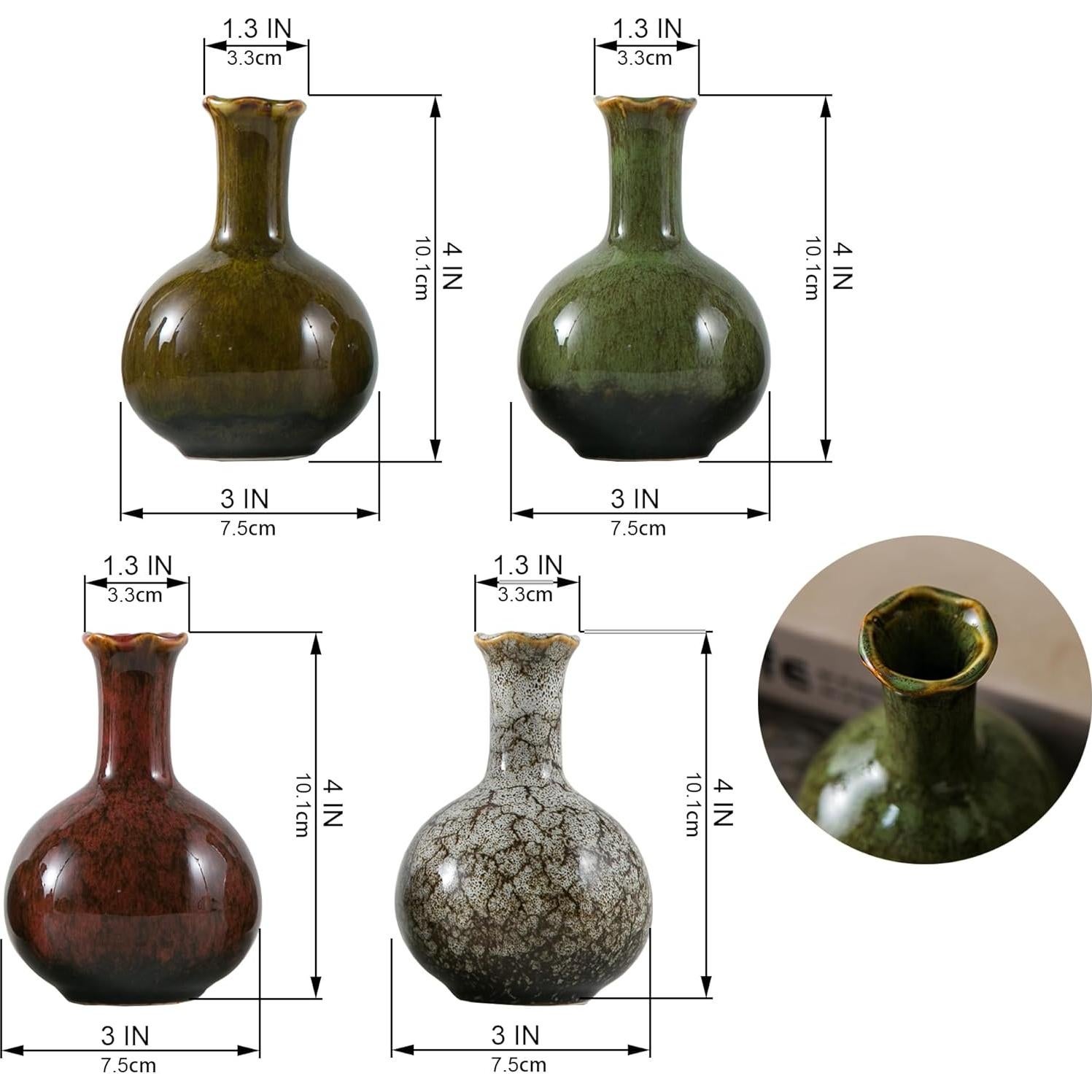 Juego de 4 Jarrones de Cerámica JOJUNO - Esmaltados