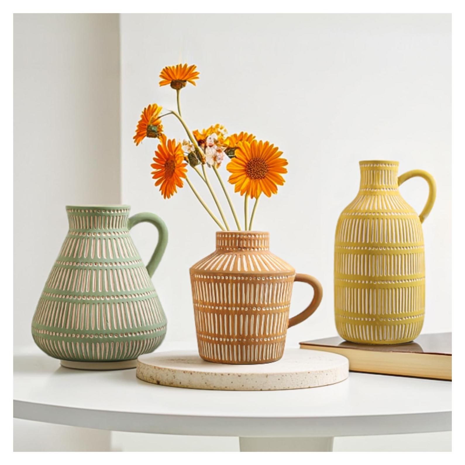 Juego de Jarrones Cerámicos LIZOFER 3 Piezas Multicolor