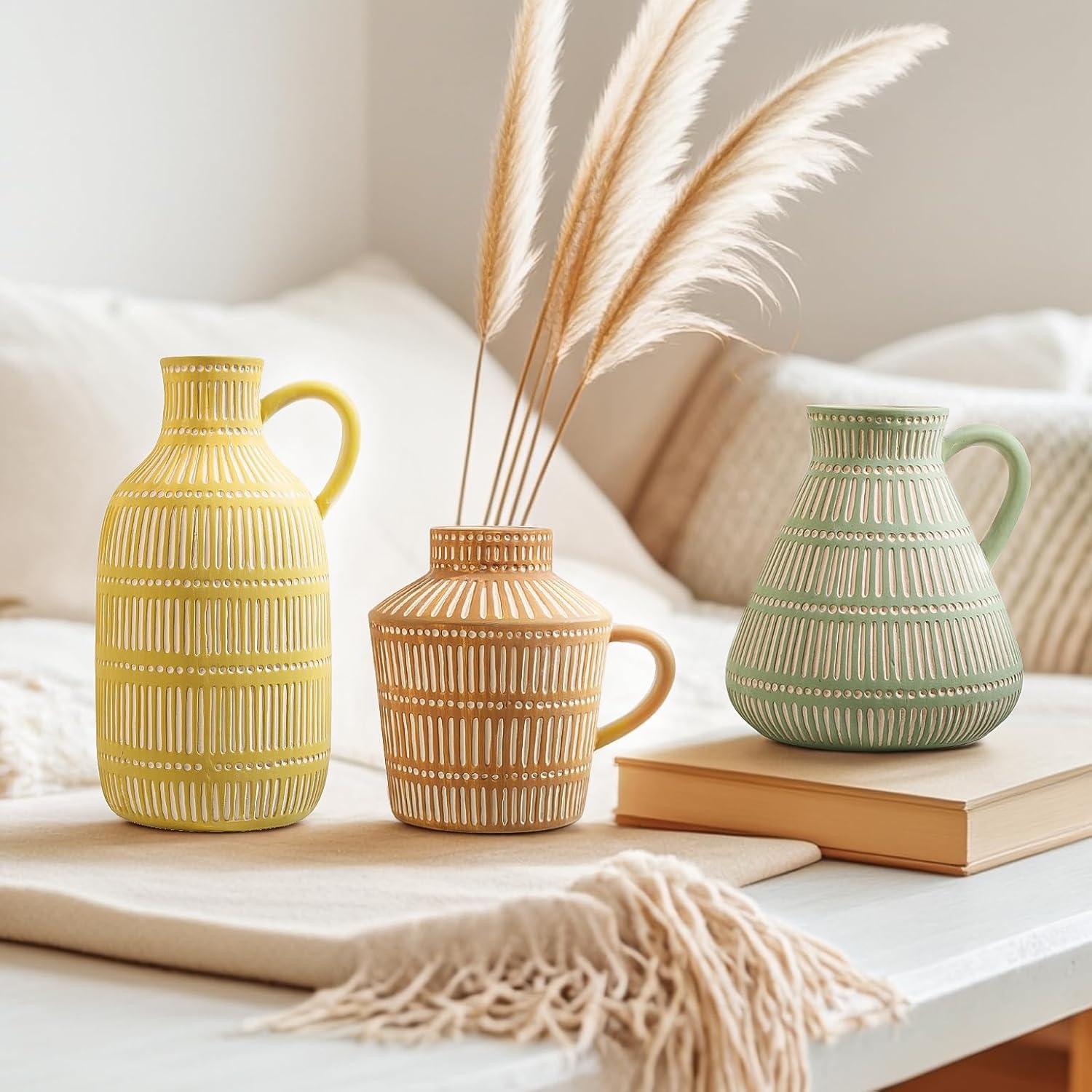 Juego de Jarrones Cerámicos LIZOFER 3 Piezas Multicolor