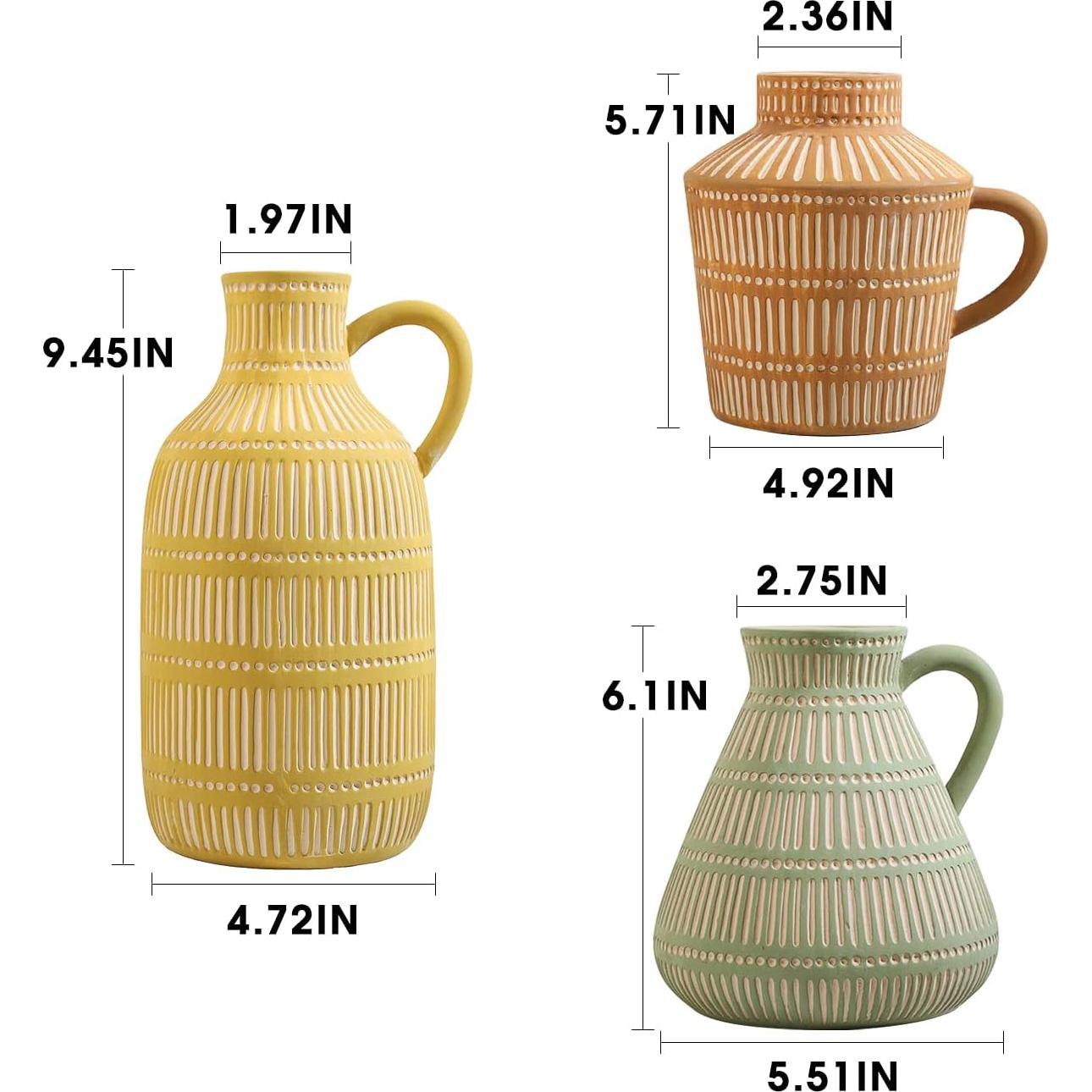 Juego de Jarrones Cerámicos LIZOFER 3 Piezas Multicolor