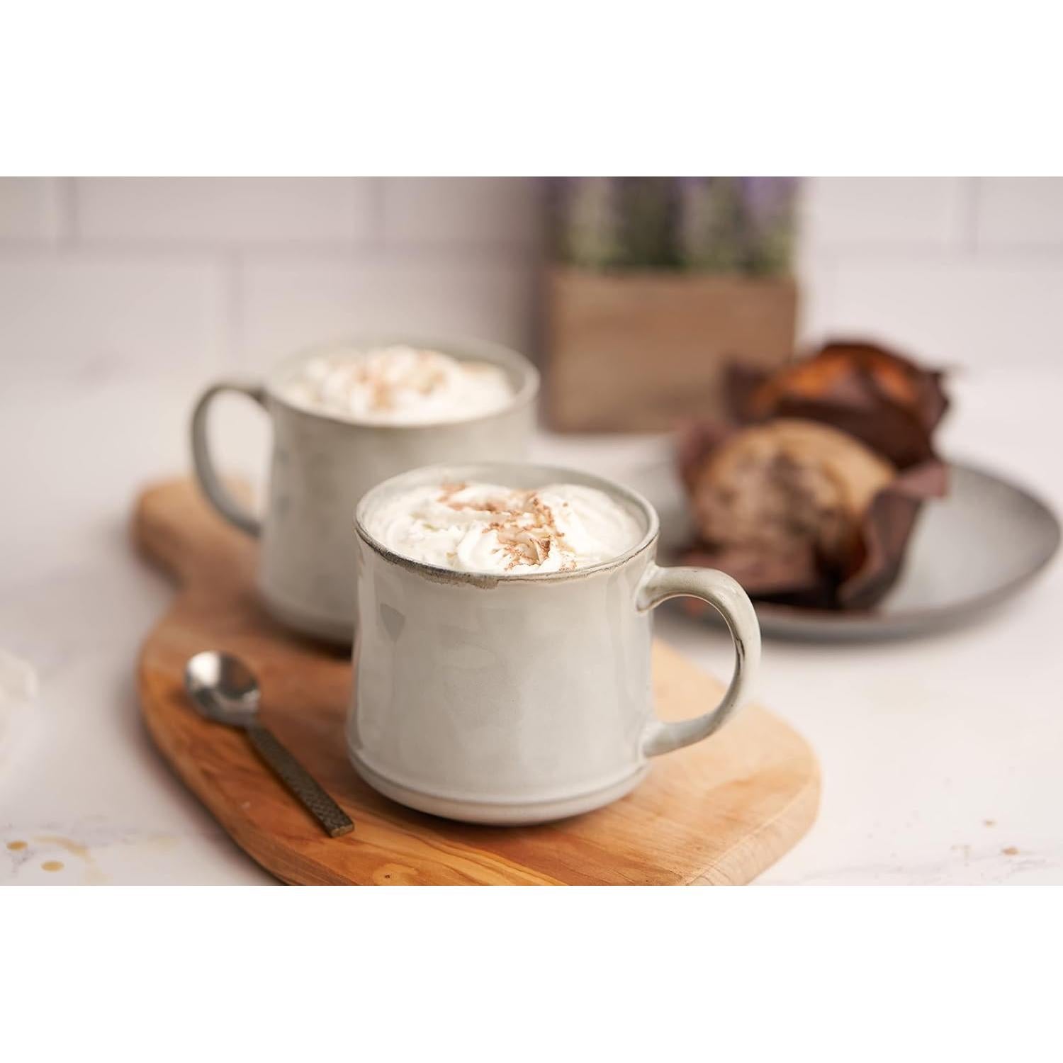 Tazas de Café KooK Cerámica 384 ml Set de 2 Modernas