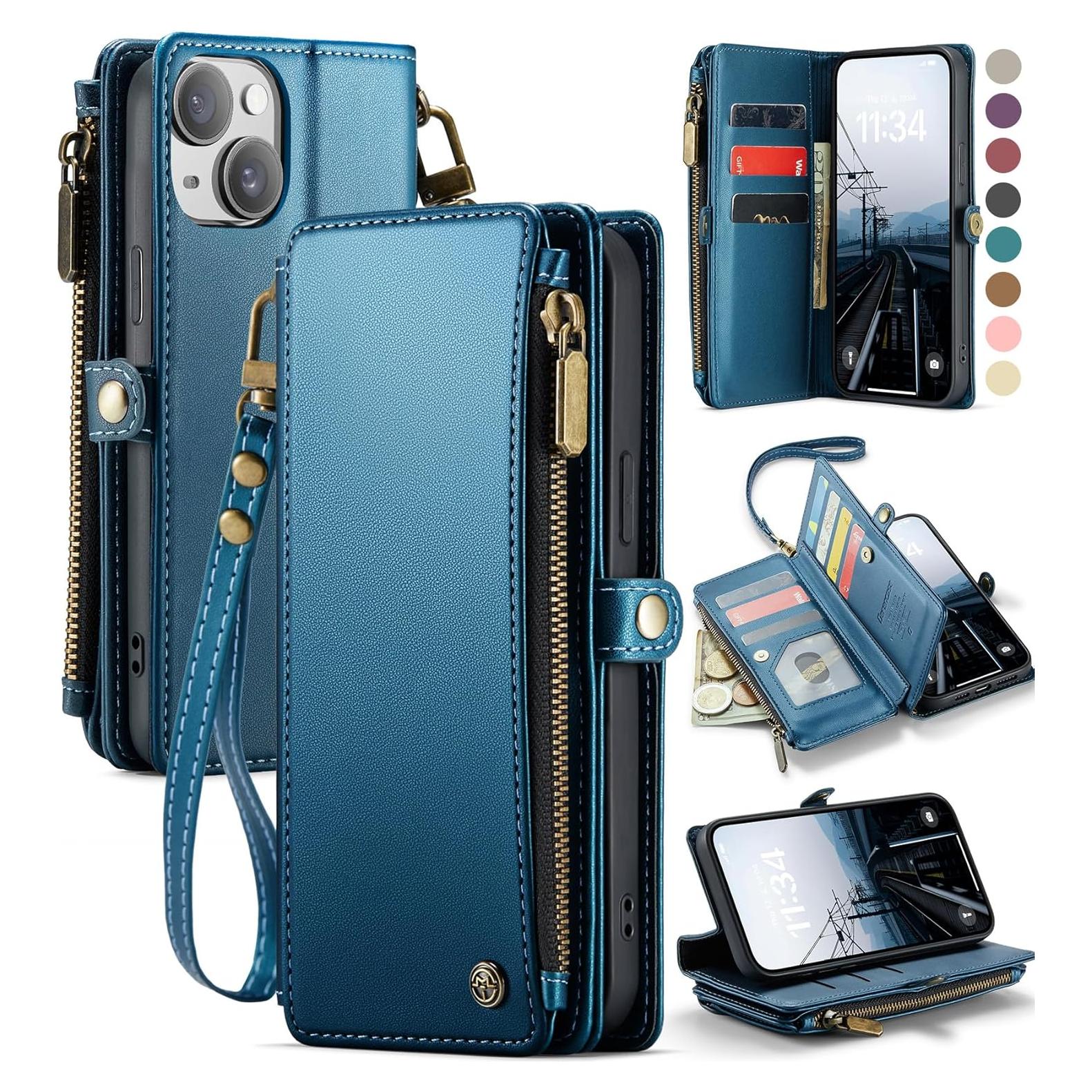 Funda Cartera Defencase para iPhone 15 Plus con RFID Azul