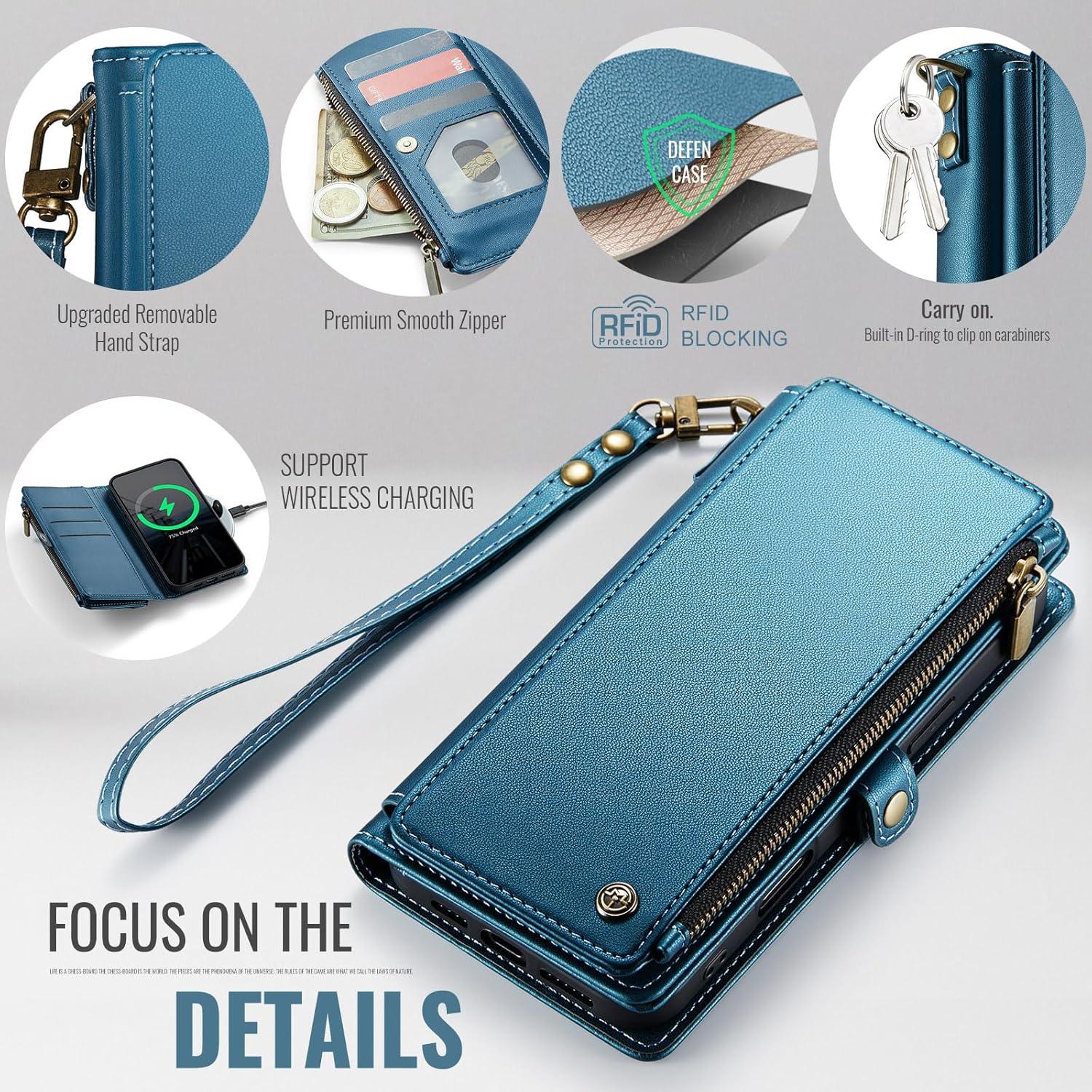 Funda Cartera Defencase para iPhone 15 Plus con RFID Azul