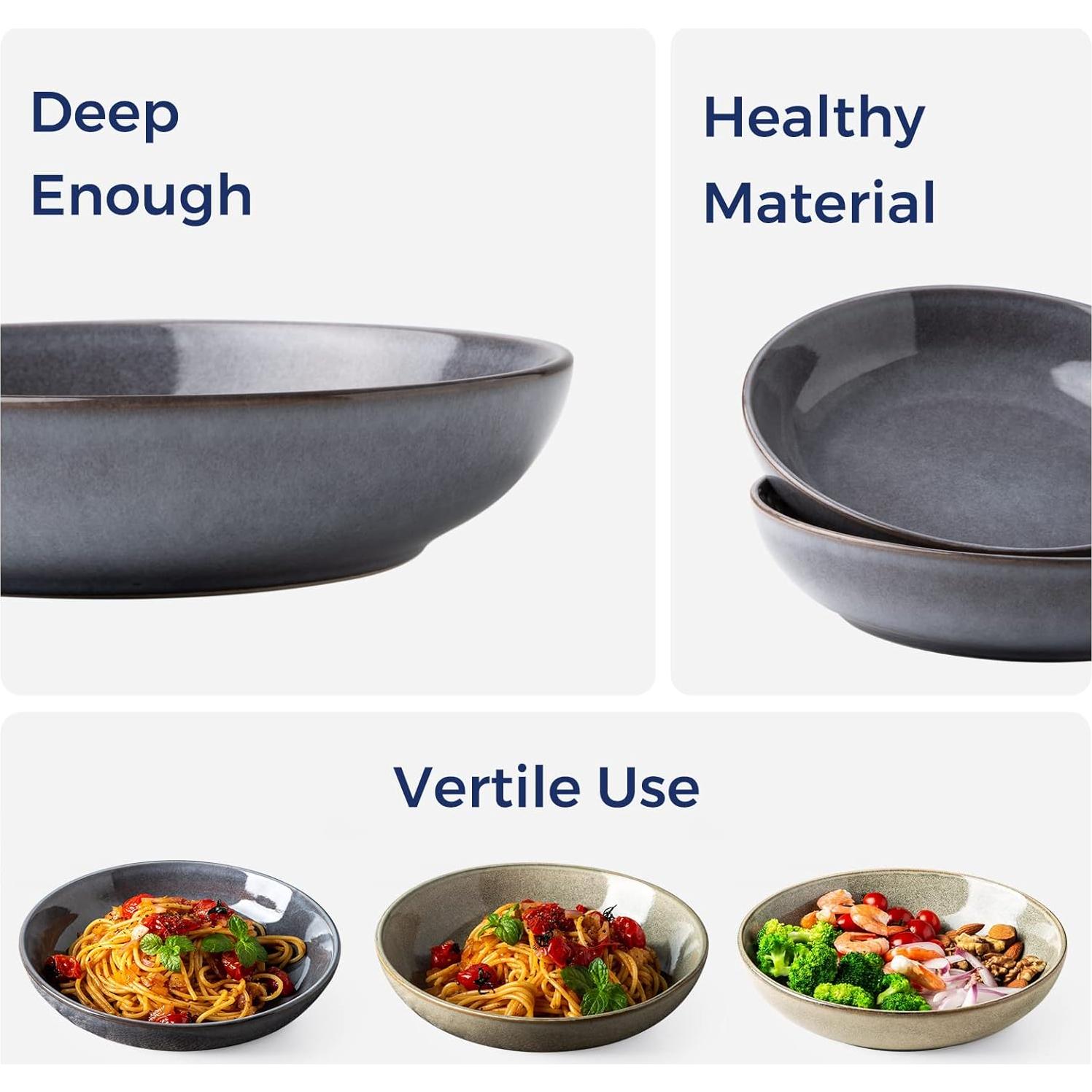 Tazón Grande AmorArc 21.5cm Juego de 6 Cerámica Gris