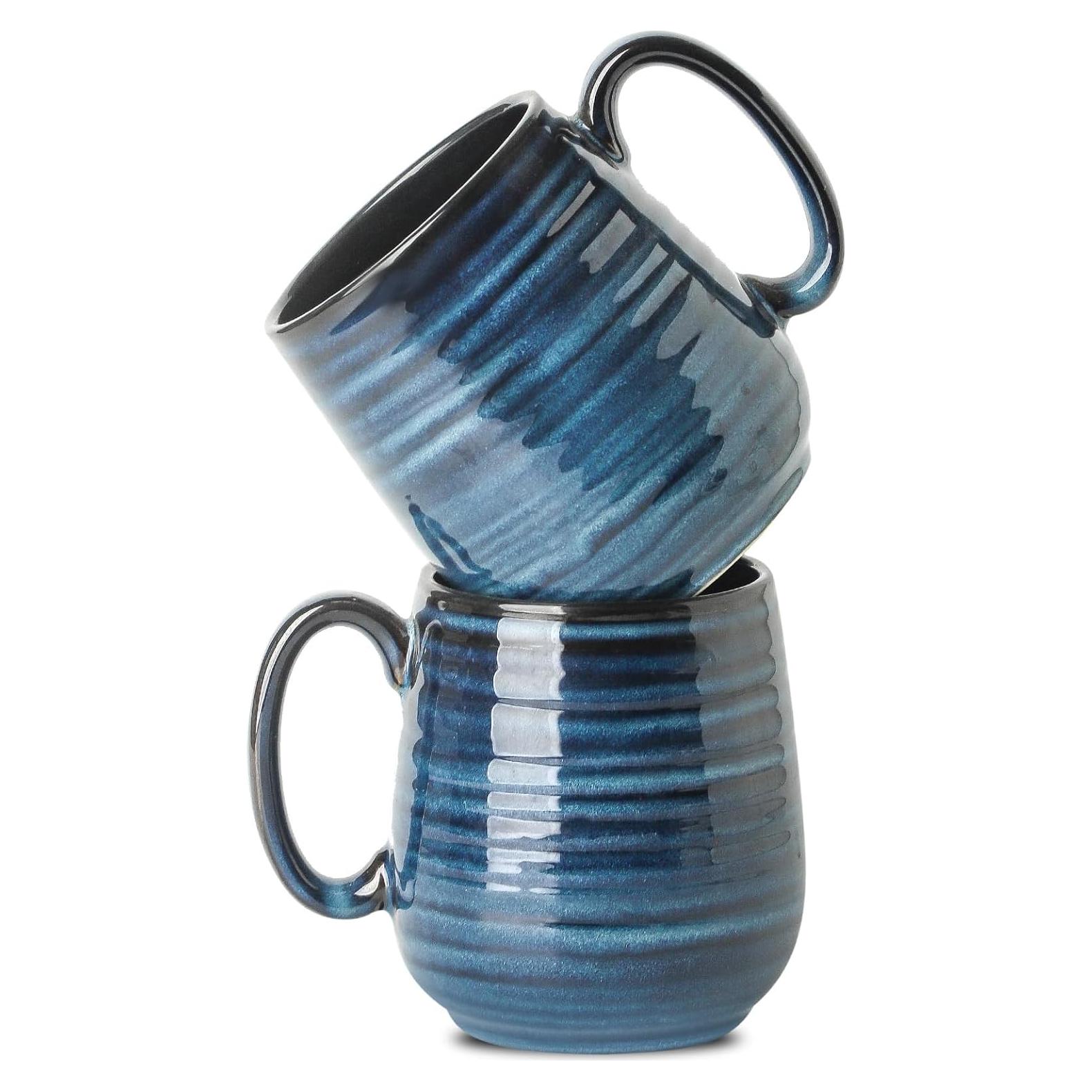 Juego de 2 Tazas de Cerámica Tikooere 591 ml Azul