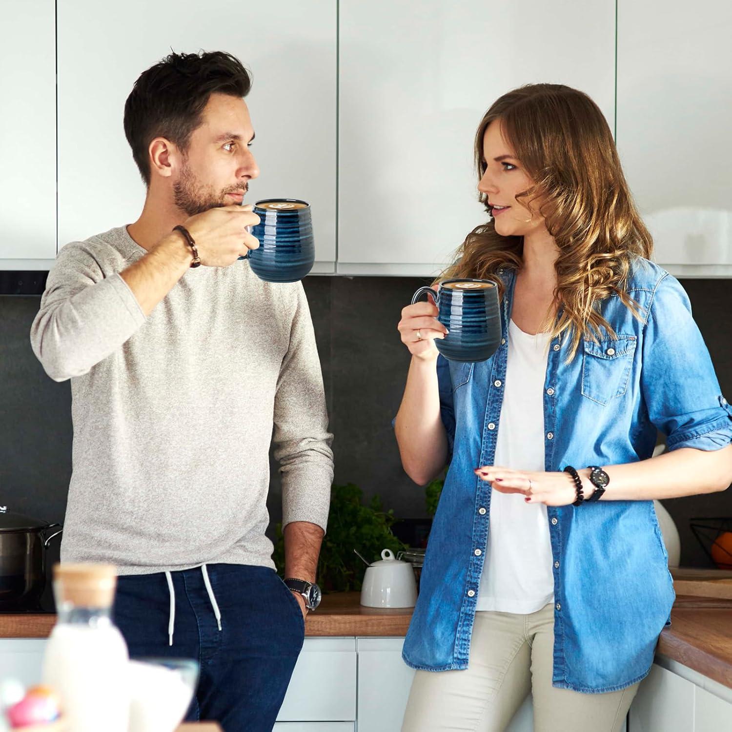 Juego de 2 Tazas de Cerámica Tikooere 591 ml Azul