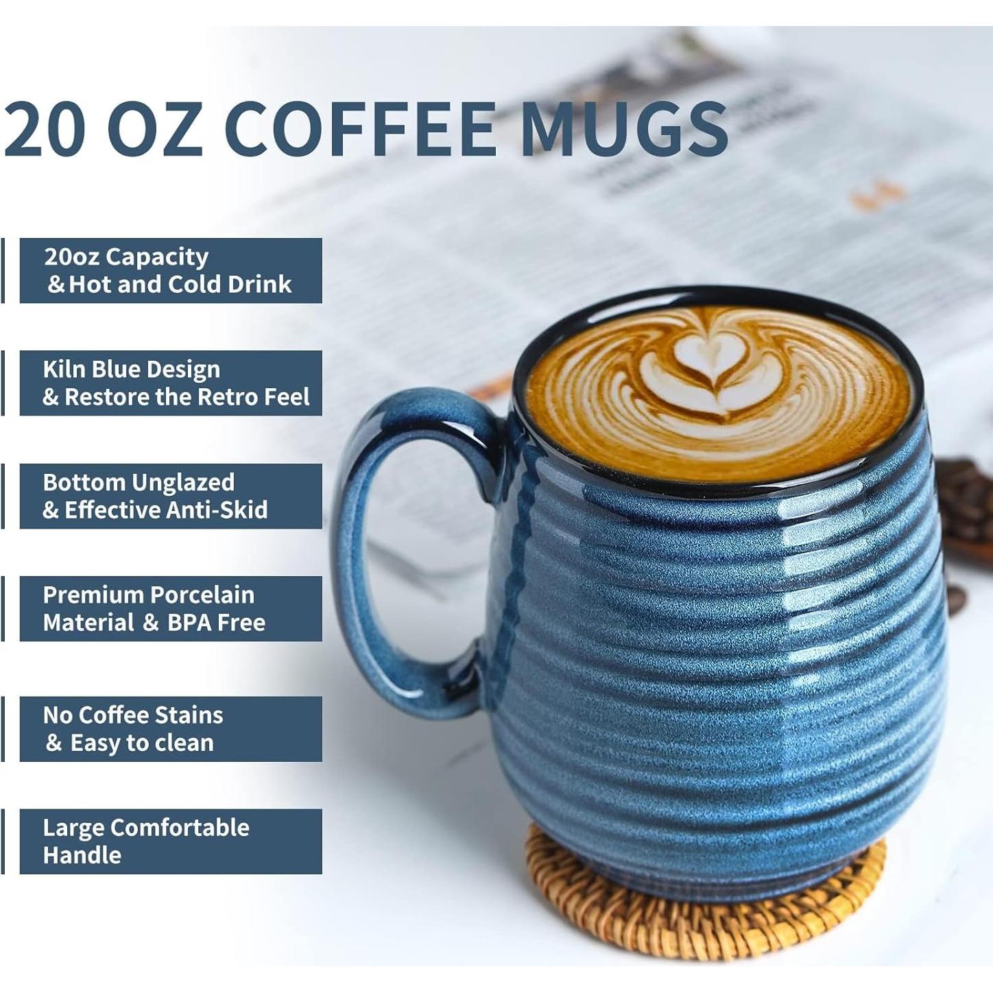 Juego de 2 Tazas de Cerámica Tikooere 591 ml Azul