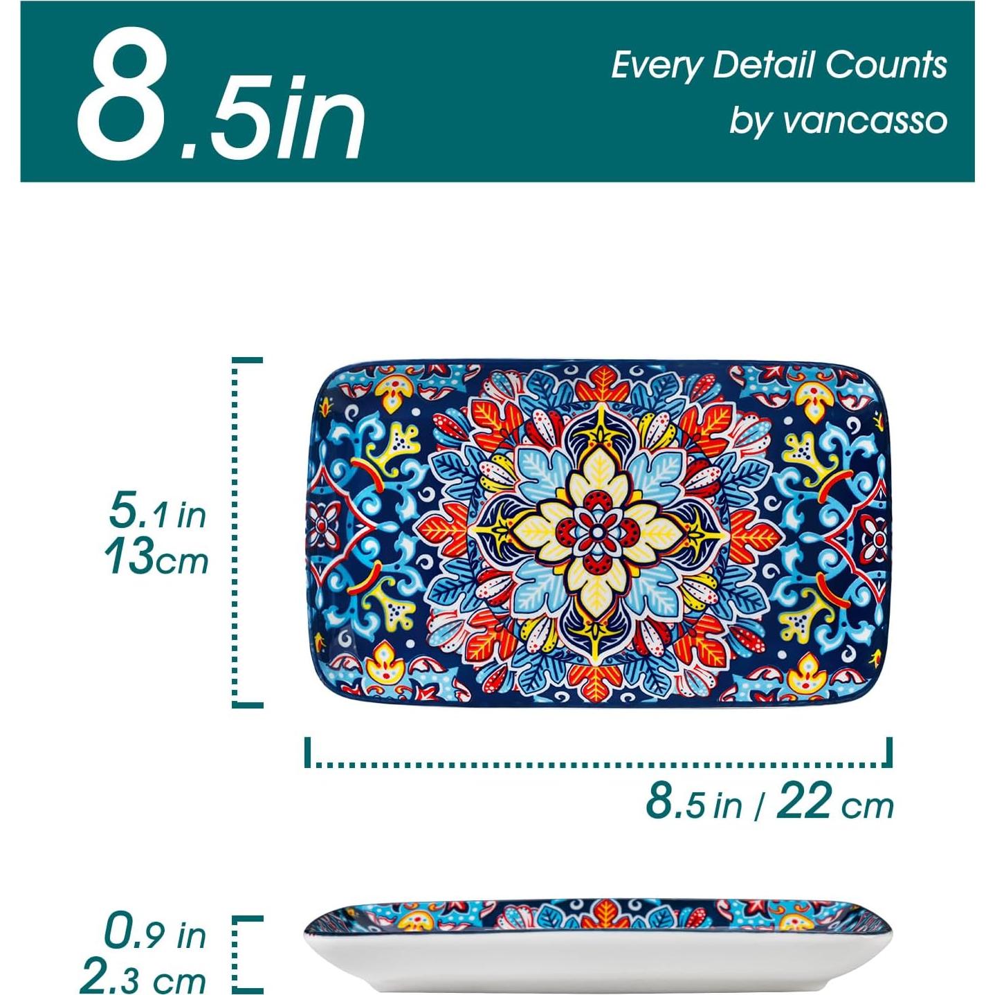 Set de Platos Rectangulares vancasso 6 Piezas Cerámica 21.5 cm