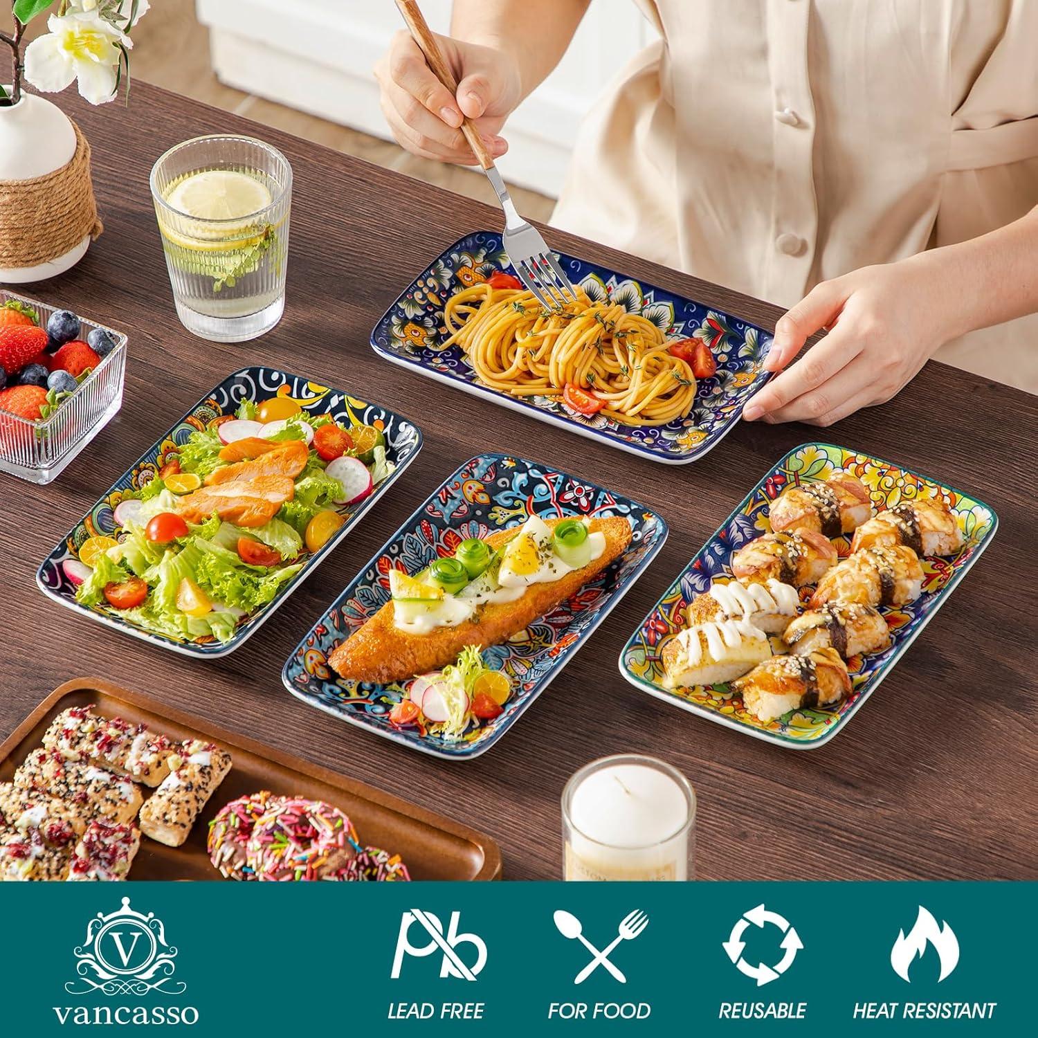 Set de Platos Rectangulares vancasso 6 Piezas Cerámica 21.5 cm