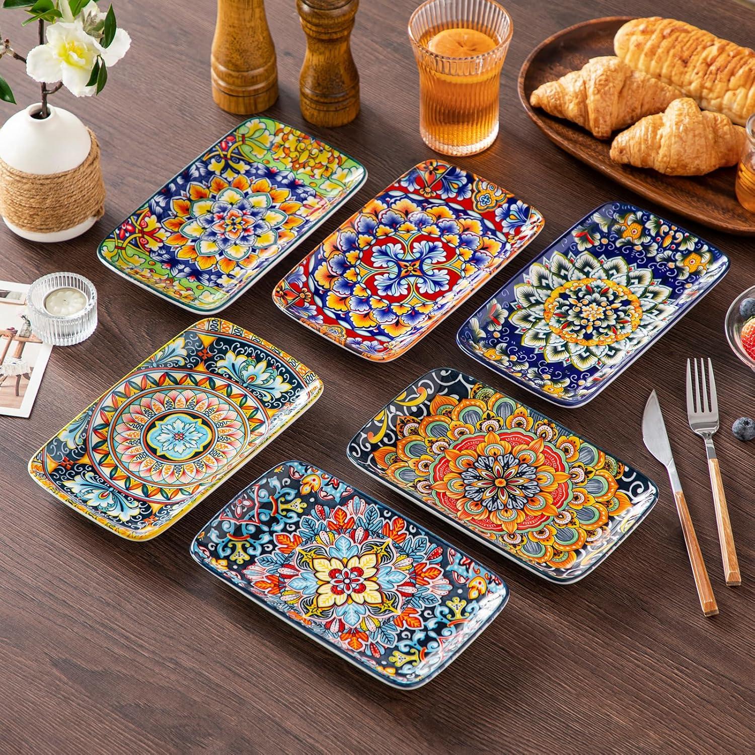 Set de Platos Rectangulares vancasso 6 Piezas Cerámica 21.5 cm